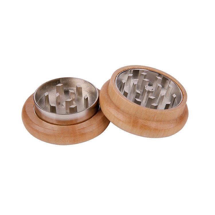 55mm Round Wooden Herb Grinder - 2 Layer Spice Crusher for Weed, Tobacco & Herbs - Perfect for Rolling Joints, Pipes & Vaporizers