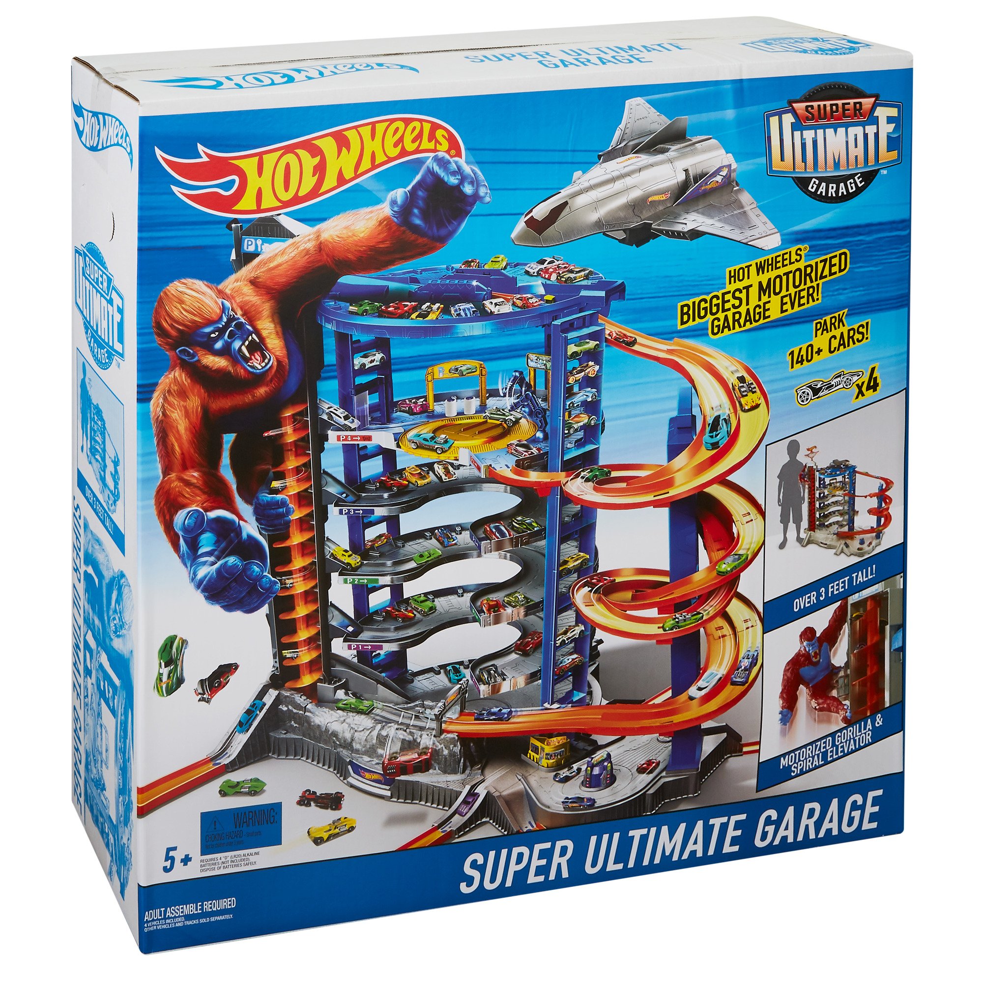 Hot Wheels Super Ultimate Garage Toy Car Track Set with 4 1:64 Scale Die-Cast Cars | 3+ Feet Tall Playset with Motorized Gorilla & Storage for 140 Cars | Amazon Exclusive | Perfect for Kids' Birthday Gifts & Racing Playtime