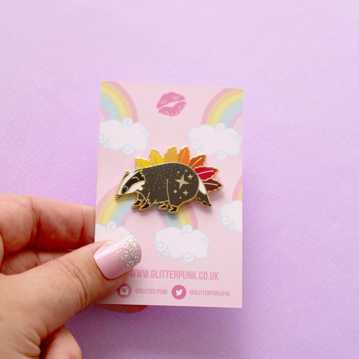 Badger Enamel Pin - Cute Fall Animal Brooch for Jackets & Backpacks | Autumn Leaf Collection | Perfect Gift for Nature Lovers & Hikers