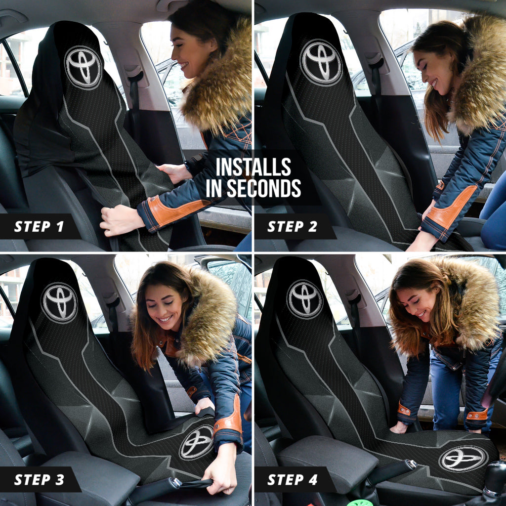 Premium Toyota Black Car Seat Covers - Universal Fit for Most Models (210101) | Durable Neoprene Material for Comfort & Protection | Perfect for Daily Commute, Road Trips & Outdoor Adventures