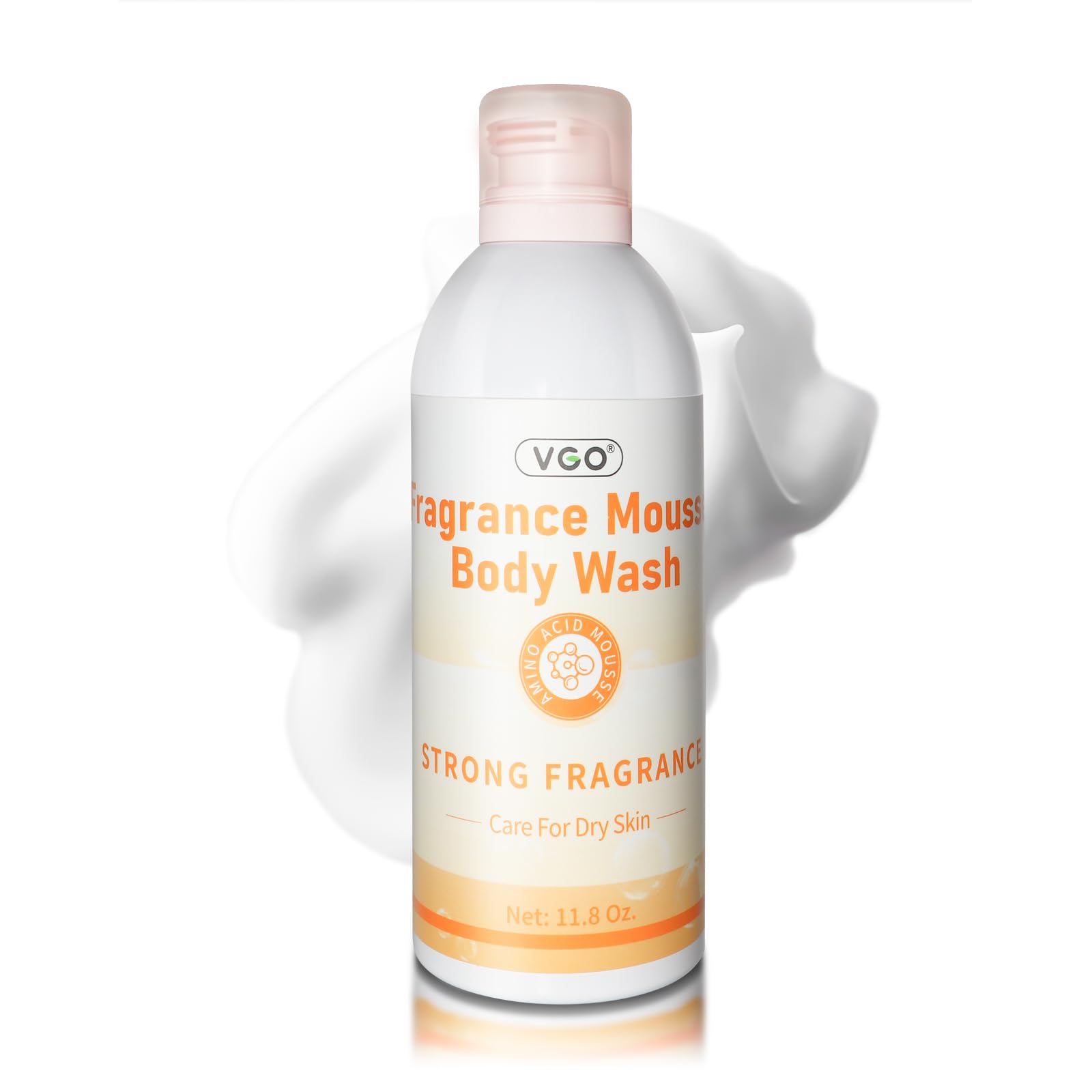 VGO Fragrance Mousse Body Wash - Deep Moisturizing Foaming Shower Gel for Dry & Sensitive Skin (11.8oz, White) | Gentle Cleanser for Daily Shower & Bath Routine, Spa-Like Luxury at Home