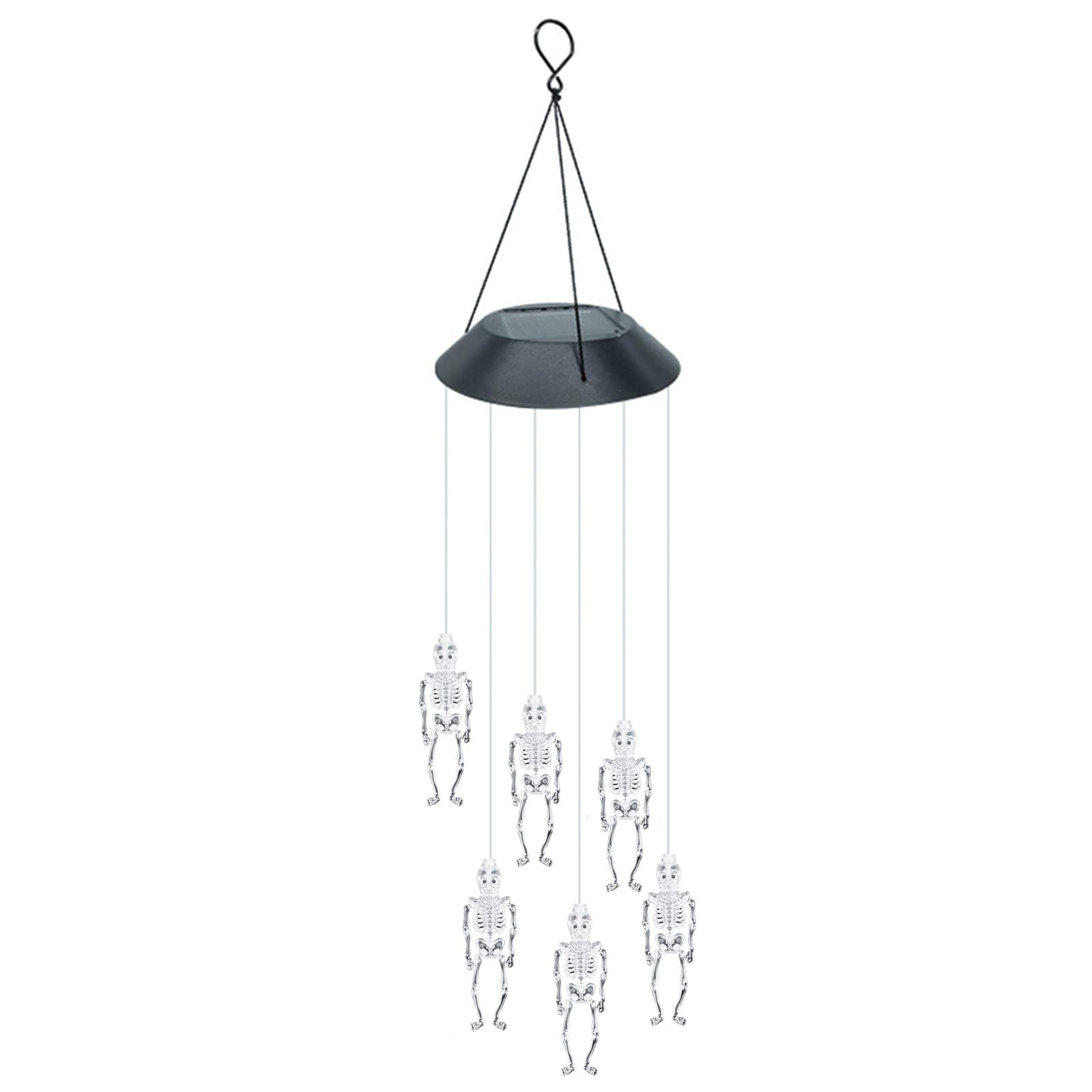 Solar-Powered Halloween LED Skull Lamp & Wind Chime Light - Outdoor/Indoor Decor for Yard, Garden, Pathway | Spooky Party, Porch, Window, Haunted House Decorations