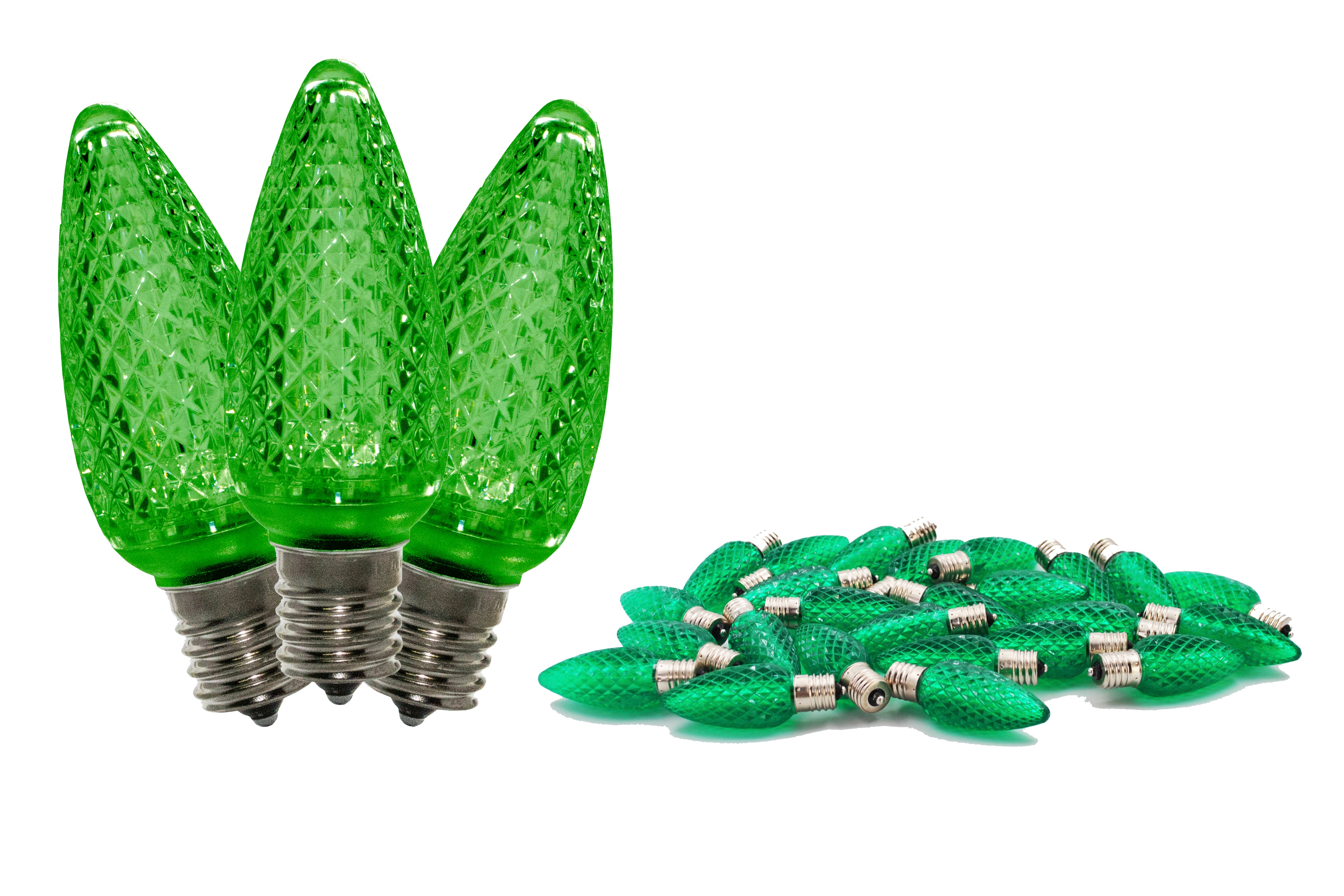 25 Pack C9 SMD Dimmable Green LED Christmas Light Bulbs - Energy Efficient Indoor/Outdoor Holiday Decor for Tree, Roof & Yard