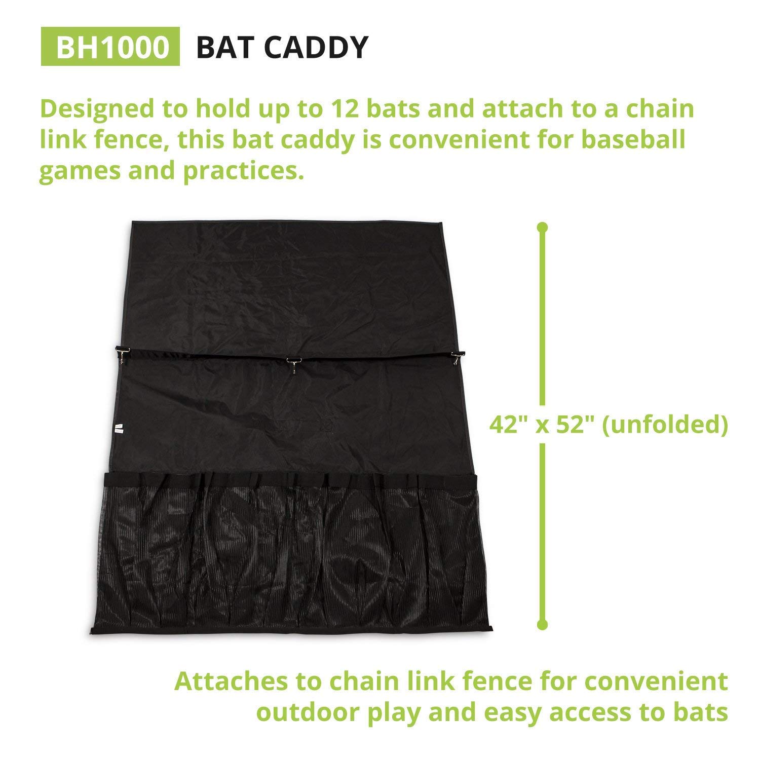 Champion Sports Heavy Duty Nylon Reinforced Baseball Bat Caddy - Perfect for Baseball Practice, Games & Equipment Organization