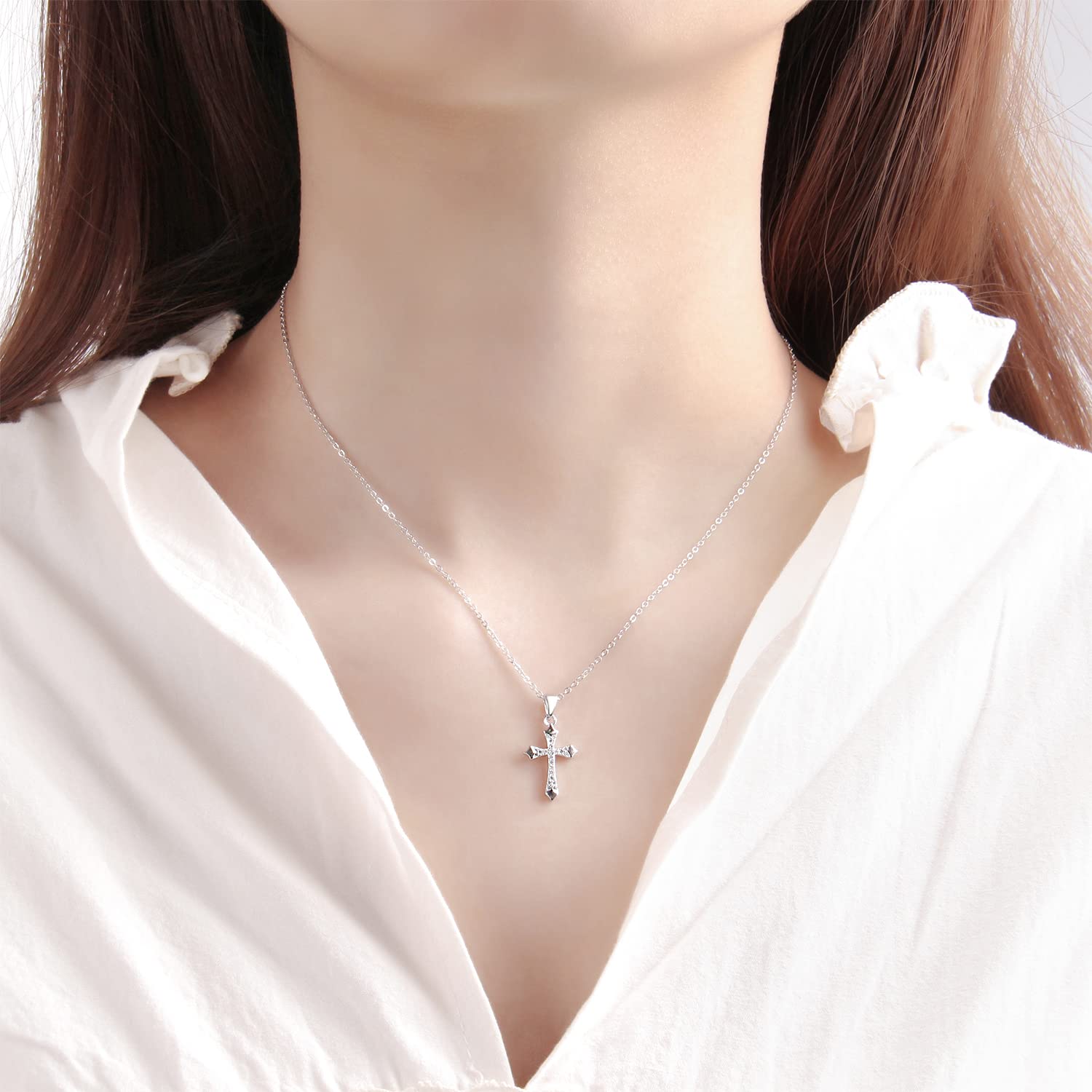 925 Sterling Silver Rose Gold Cross Pendant Necklace for Women & Men - Dainty Religious Christian Faith Jewelry - Perfect for Church, Baptism, Weddings & Everyday Wear