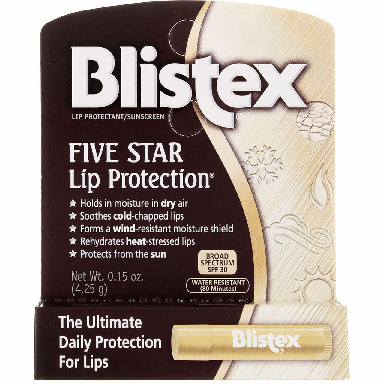 Blistex Five Star Lip Protection SPF 30 Lip Balm - 24 Count Pack | Moisturizing & Sun Protection for Dry, Chapped Lips | Perfect for Outdoor Activities, Hiking, and Winter Care