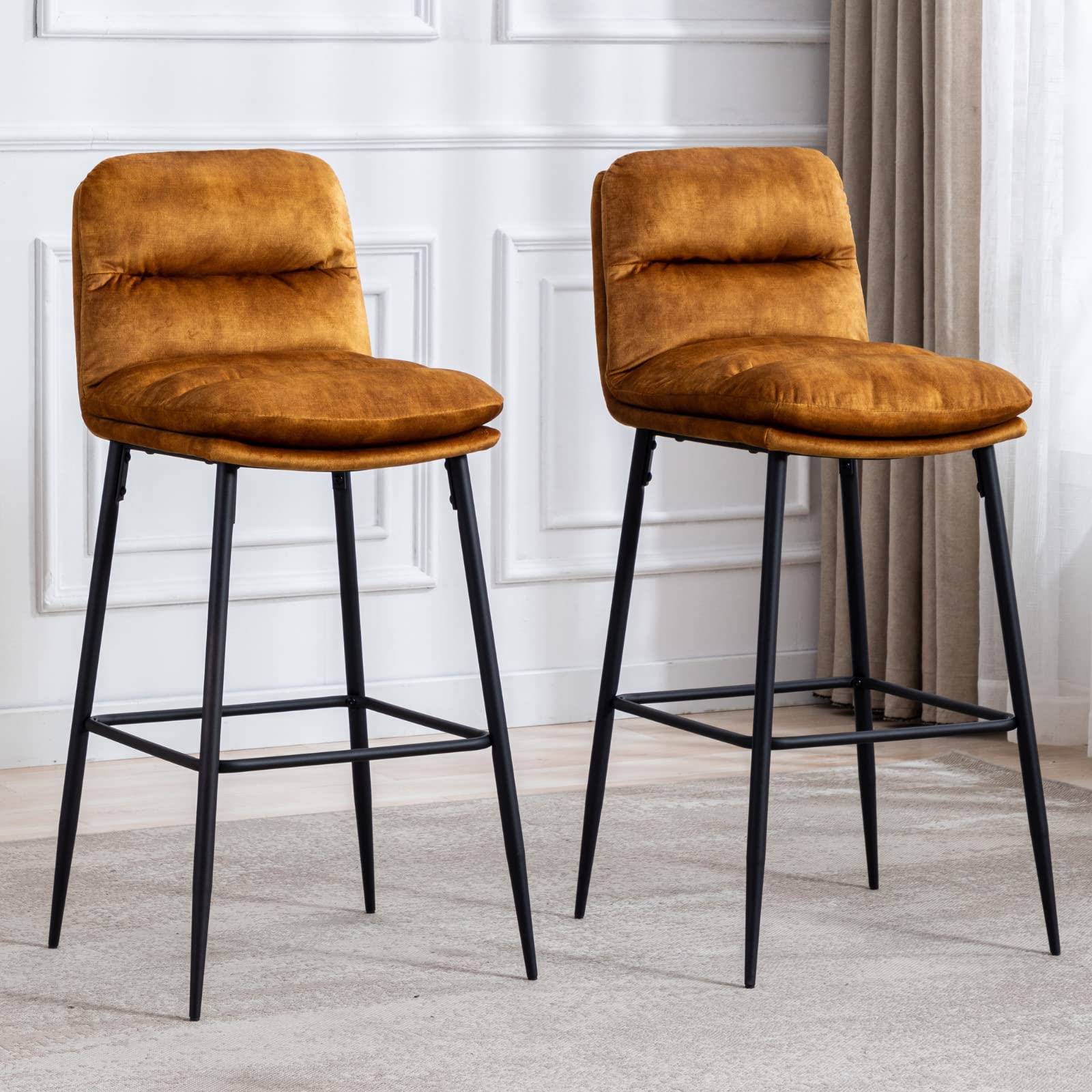 Modern Velvet Fabric Bar Stools Set of 2 - 30