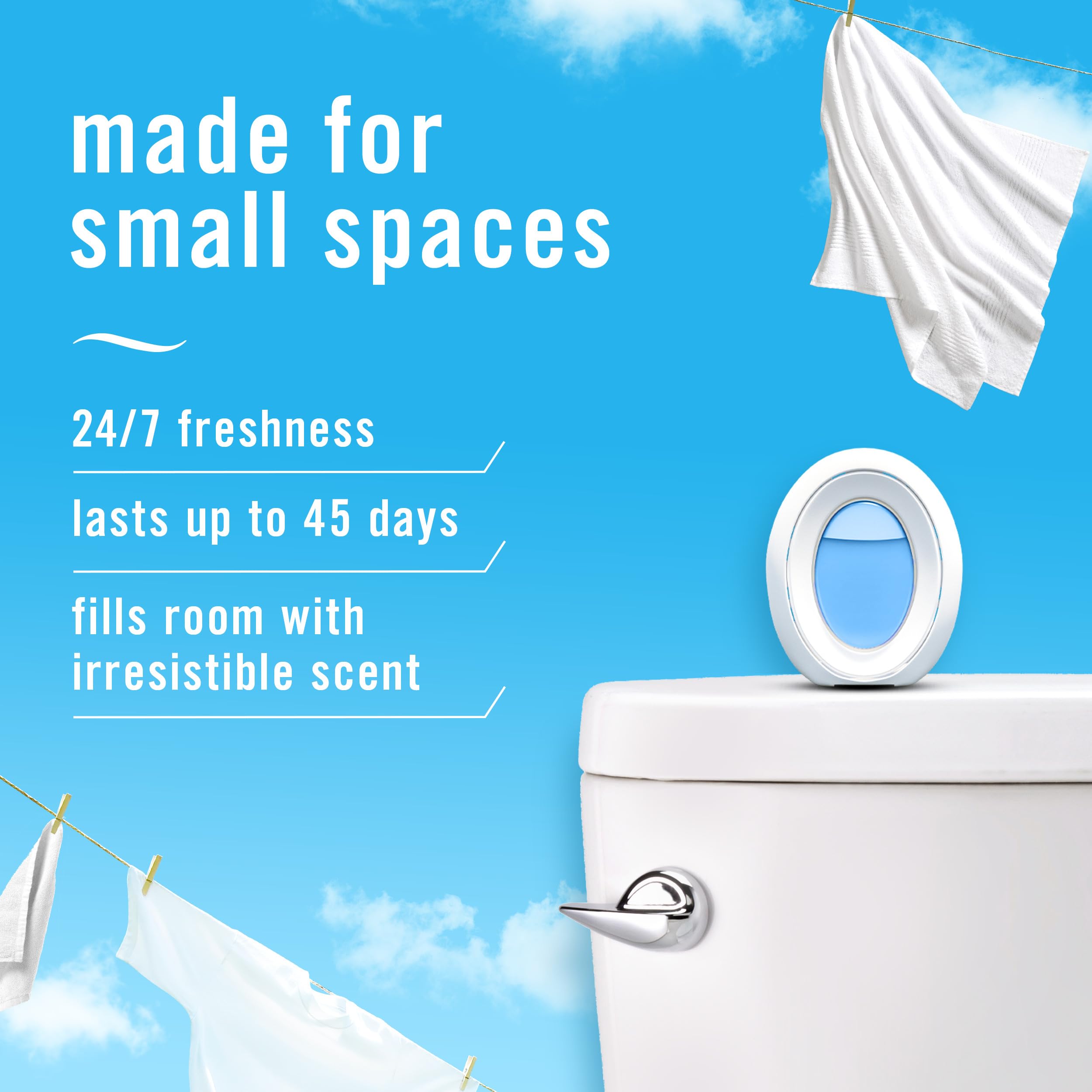 Febreze Small Spaces Air Freshener - Odor Eliminator for Home, Bathroom & Kitchen | Plug-In Alternative with Linen & Sky Scent | 4 Count Pack | Freshen Closets, Cars & Small Rooms