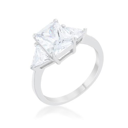 Classic Clear Rhodium Plated Engagement Ring for Women - Elegant Wedding Band, Promise Ring & Anniversary Jewelry Gift - Perfect for Proposals, Bridal Sets & Special Occasions