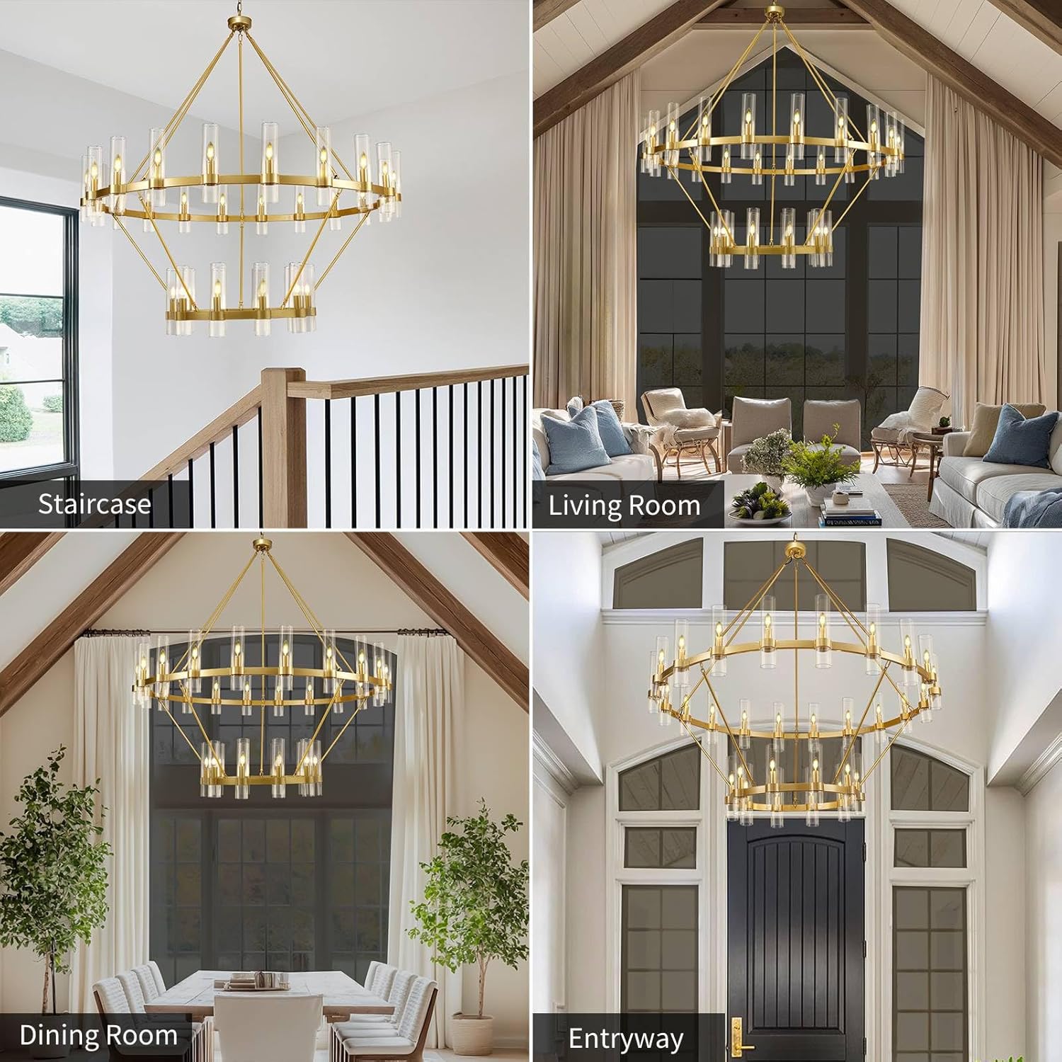 60 Inch Wagon Wheel Chandelier - Rustic Farmhouse Lighting Fixture for Dining Room, Living Room, or Bedroom - Perfect for Western, Country, and Ranch Style Home Decor