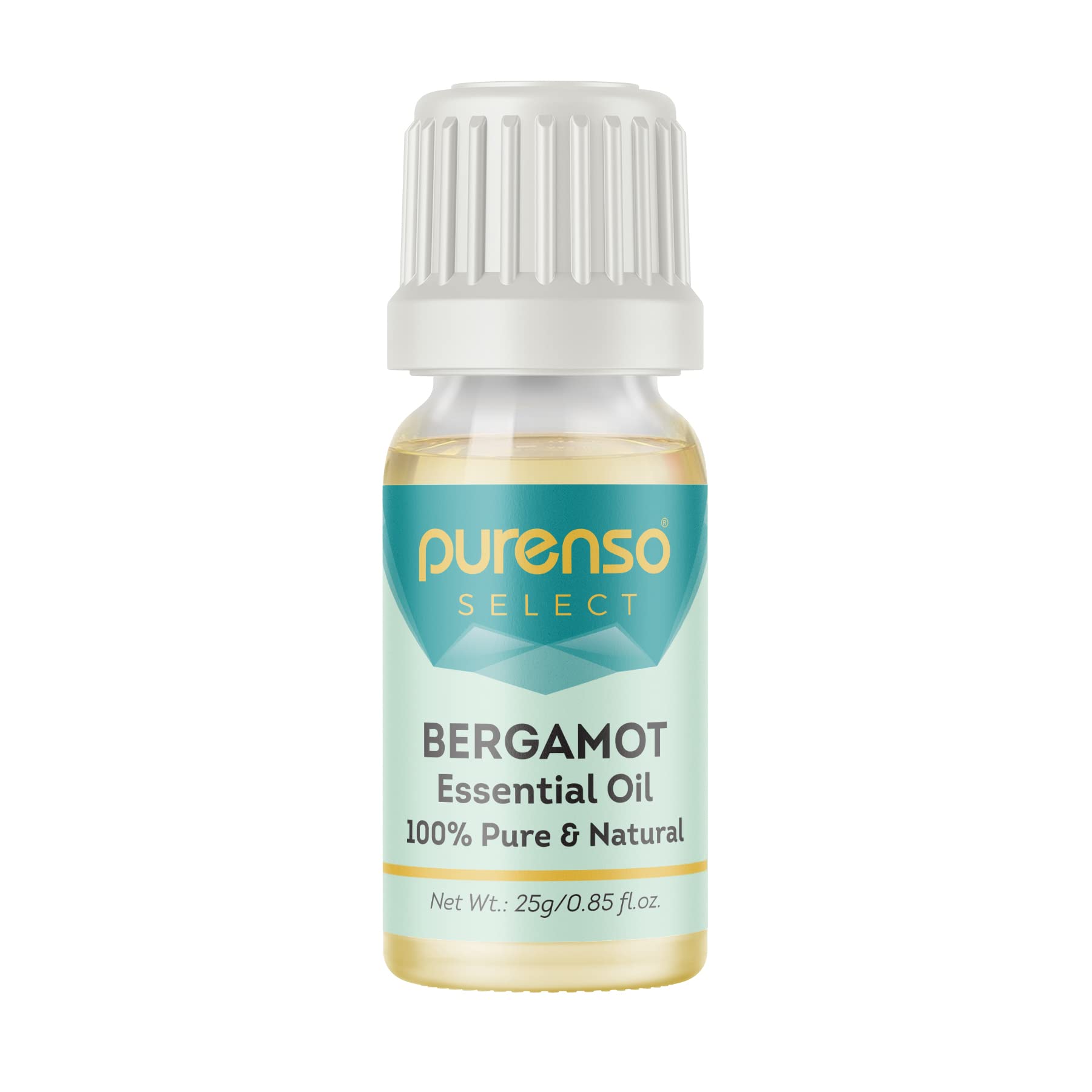Purenso Select - 100% Pure Bergamot Essential Oil for Aromatherapy, 25ml - Relaxation, Stress Relief & Skin Care | Diffuser, Massage & DIY Beauty Products