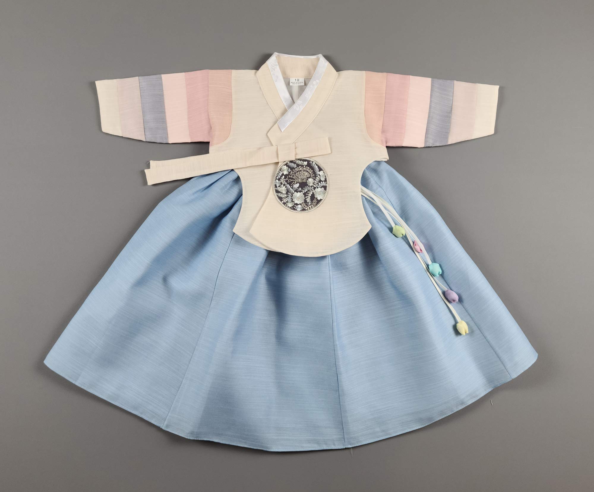 Korean Traditional Hanbok Dress for Baby Girl - First Birthday Party Outfit, Ages 1-10, Ivory & Blue - Perfect for Doljanchi Celebration, Korean Cultural Events & Photo Shoots