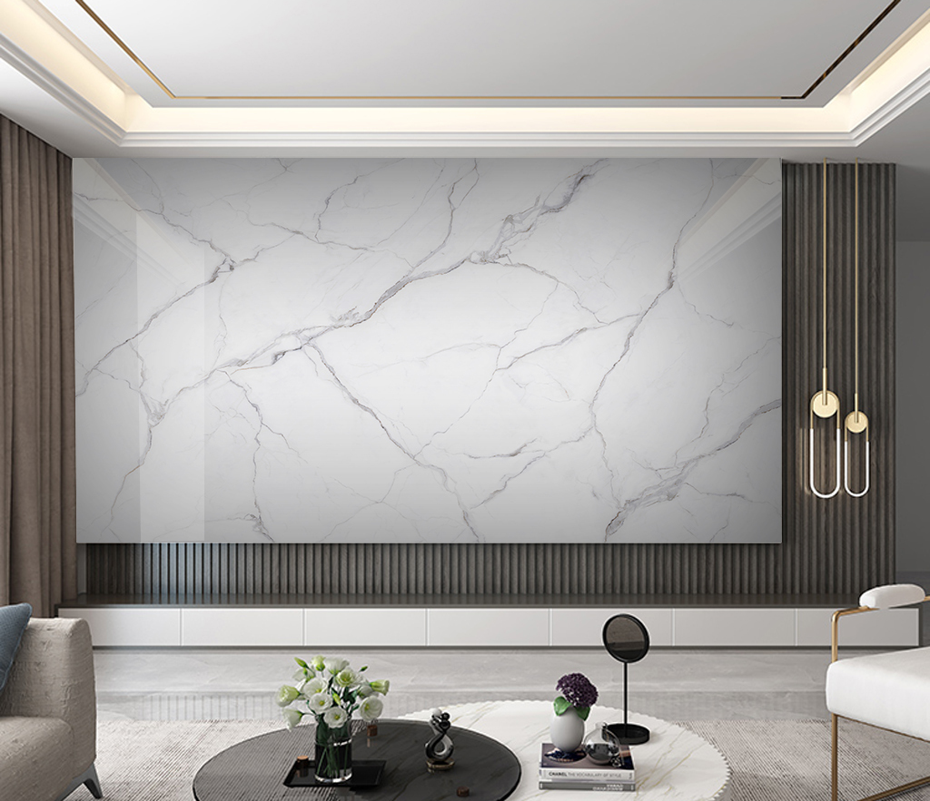 White Liner Stone Marble Wallpaper Murals - Peel and Stick Self-Adhesive Wallpaper for Living Room, Bedroom, Kitchen - Waterproof & Easy to Install Home Decor