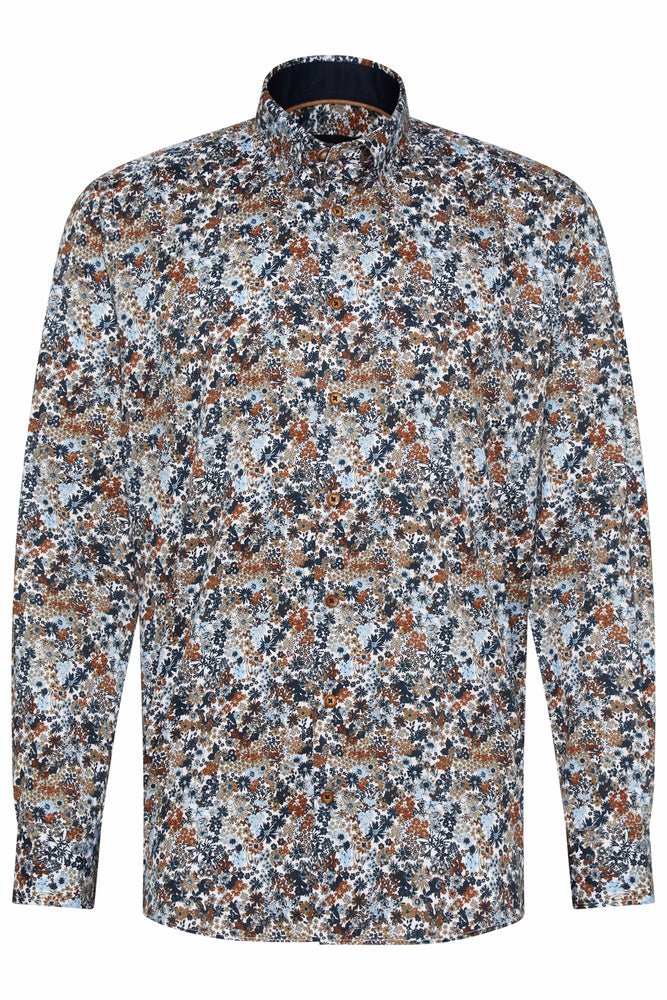 BUGATTI Printed Long Sleeve Shirt for Men - Stylish Casual Button Down Shirt with Unique Design - Perfect for Office, Party & Everyday Wear
