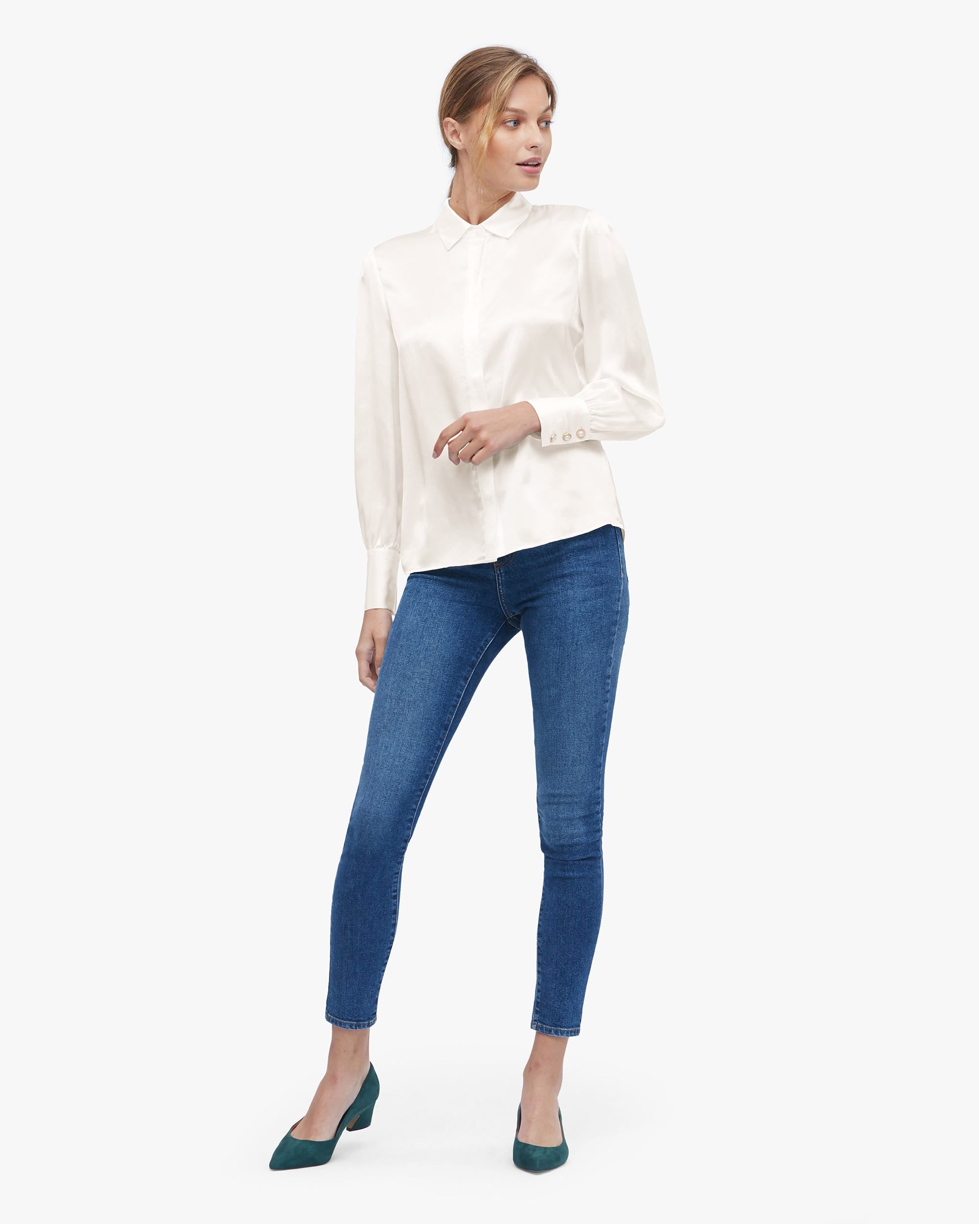 MIM 2 in 1 Silk Shirt for Women - Elegant Blouse & Camisole Set - Soft & Breathable Silk Top for Office, Party & Date Night Outfits