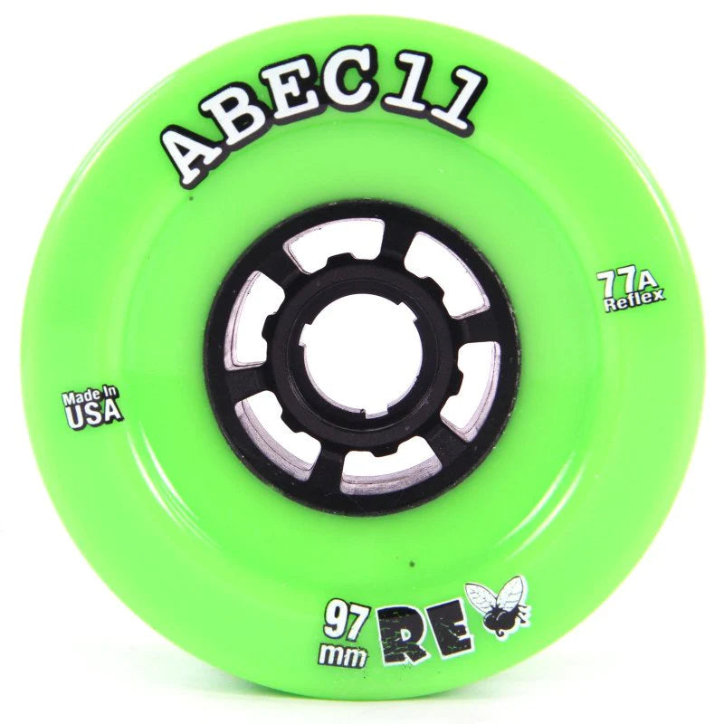 ABEC 11 Refly 97mm 77A Green Skateboard Wheels - 4 Pack Set for Longboard & Cruiser Skateboards - Perfect for Smooth Rides and Street Skating