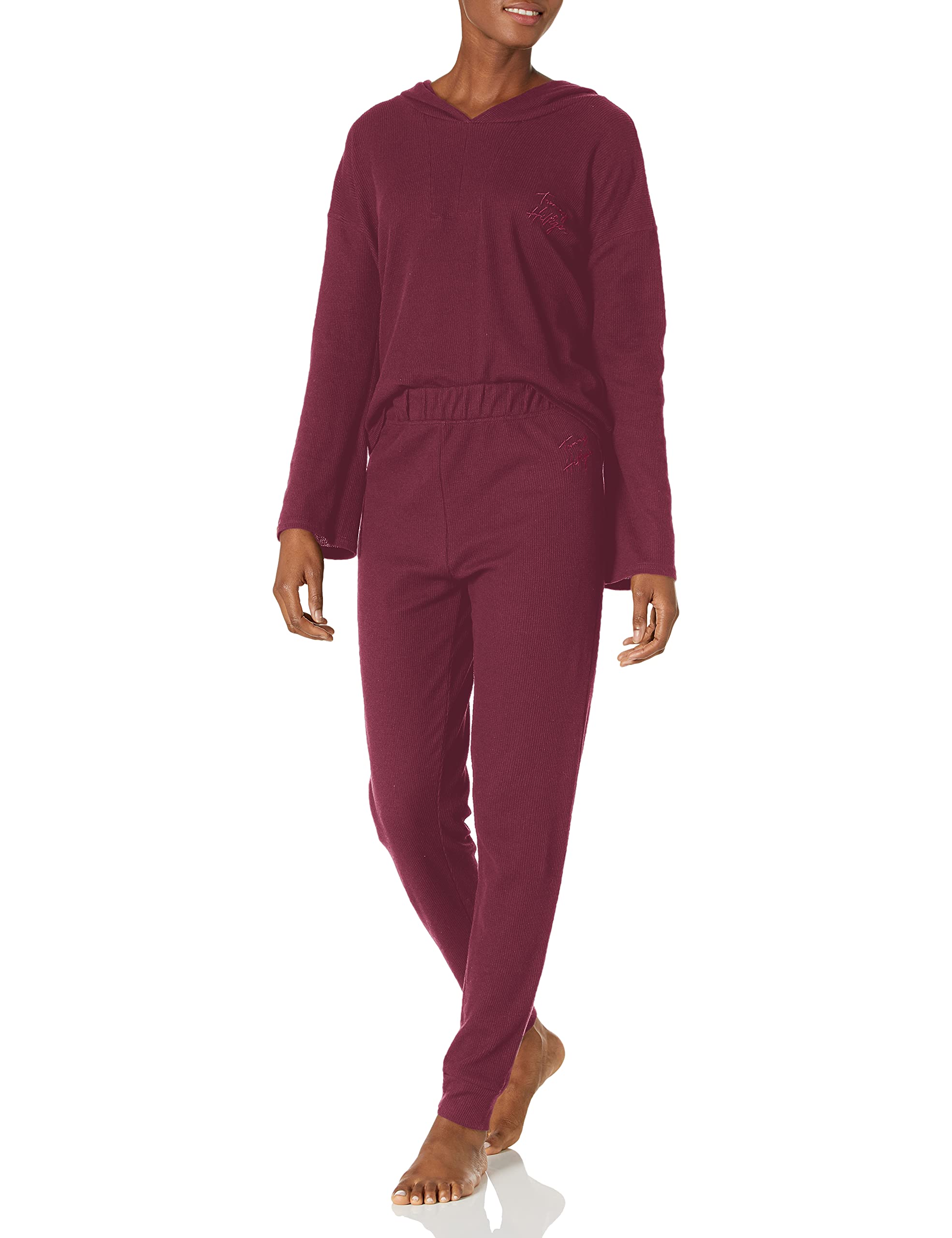 Tommy Hilfiger Women's Long Sleeve Pajama Set - Soft Cotton Sleepwear with Jogger Pants for Comfortable Nights & Lounging at Home
