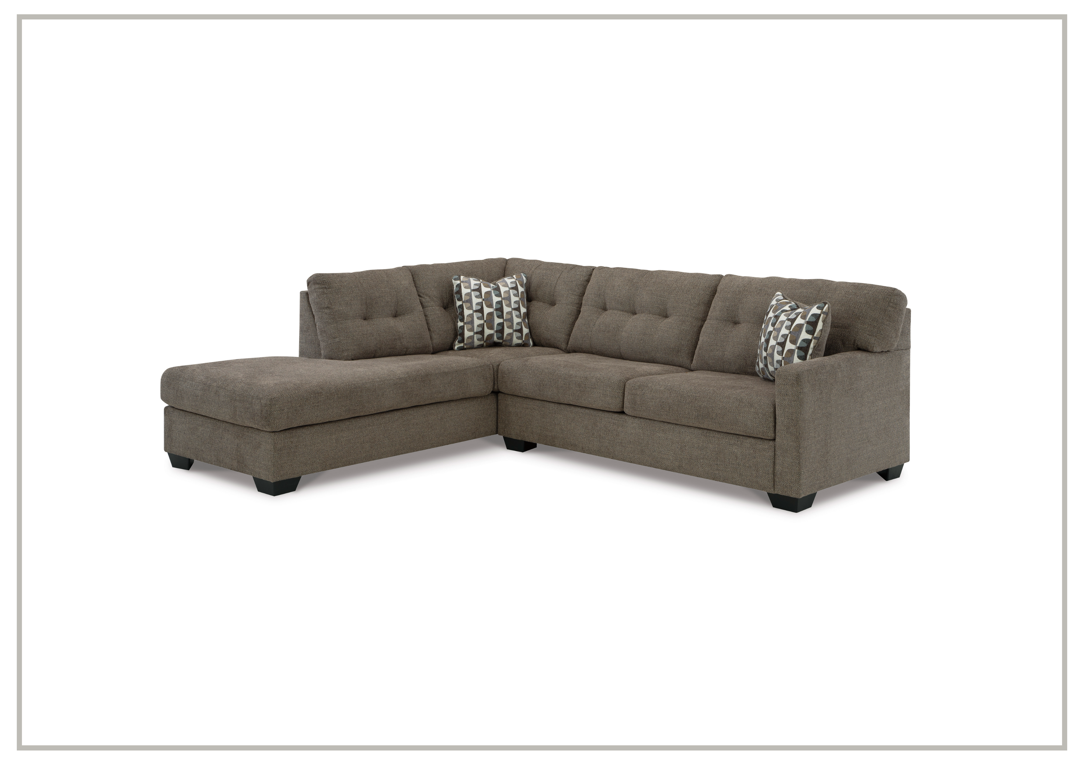 Gio Italia Marston Fabric 2-Piece Sleeper Sectional Sofa with Chaise Lounge | Light & Dark Color Options | Perfect for Small Spaces & Guest Rooms
