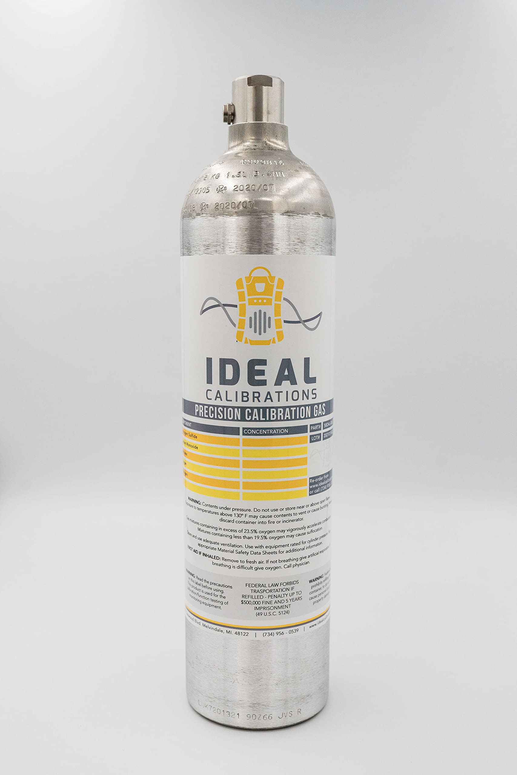 MSA Gas Detector Calibration Gas - 4-Gas Blend for Altair 4/4X/4XR/5/5X & Sirius (116L) | Industrial Safety Equipment for Hazardous Environments