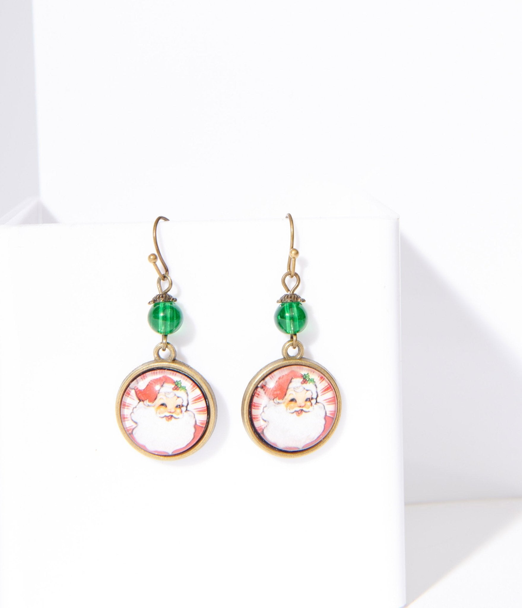 Vintage Round Santa Christmas Earrings for Women - Festive Holiday Jewelry Gift for Parties & Xmas Celebrations