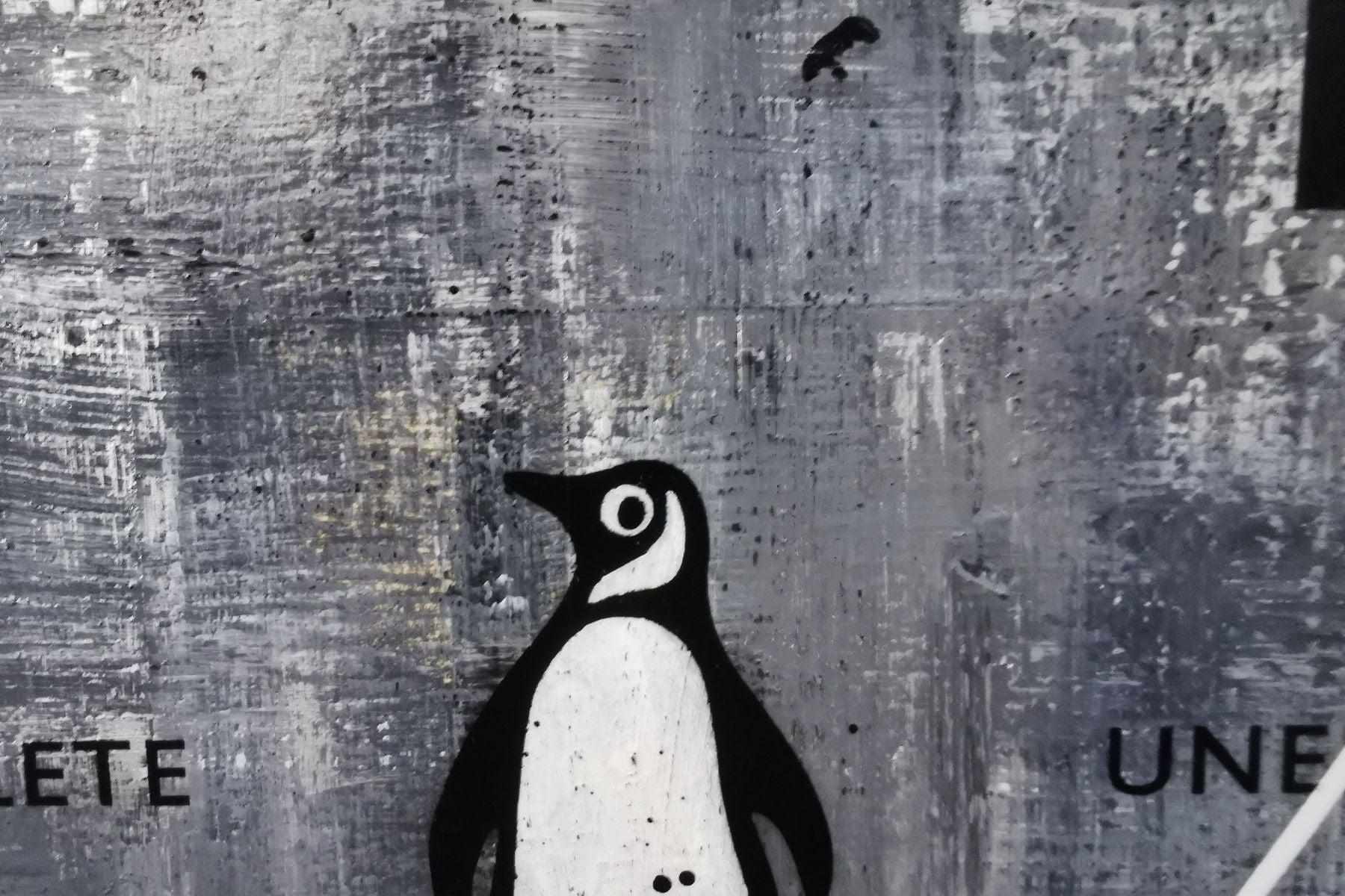 Grey Unfucker 140cm x 100cm Modern Art Canvas - Urban Pop Painting for Book Clubs, Home & Office Decor - Unfuck The World Wall Art