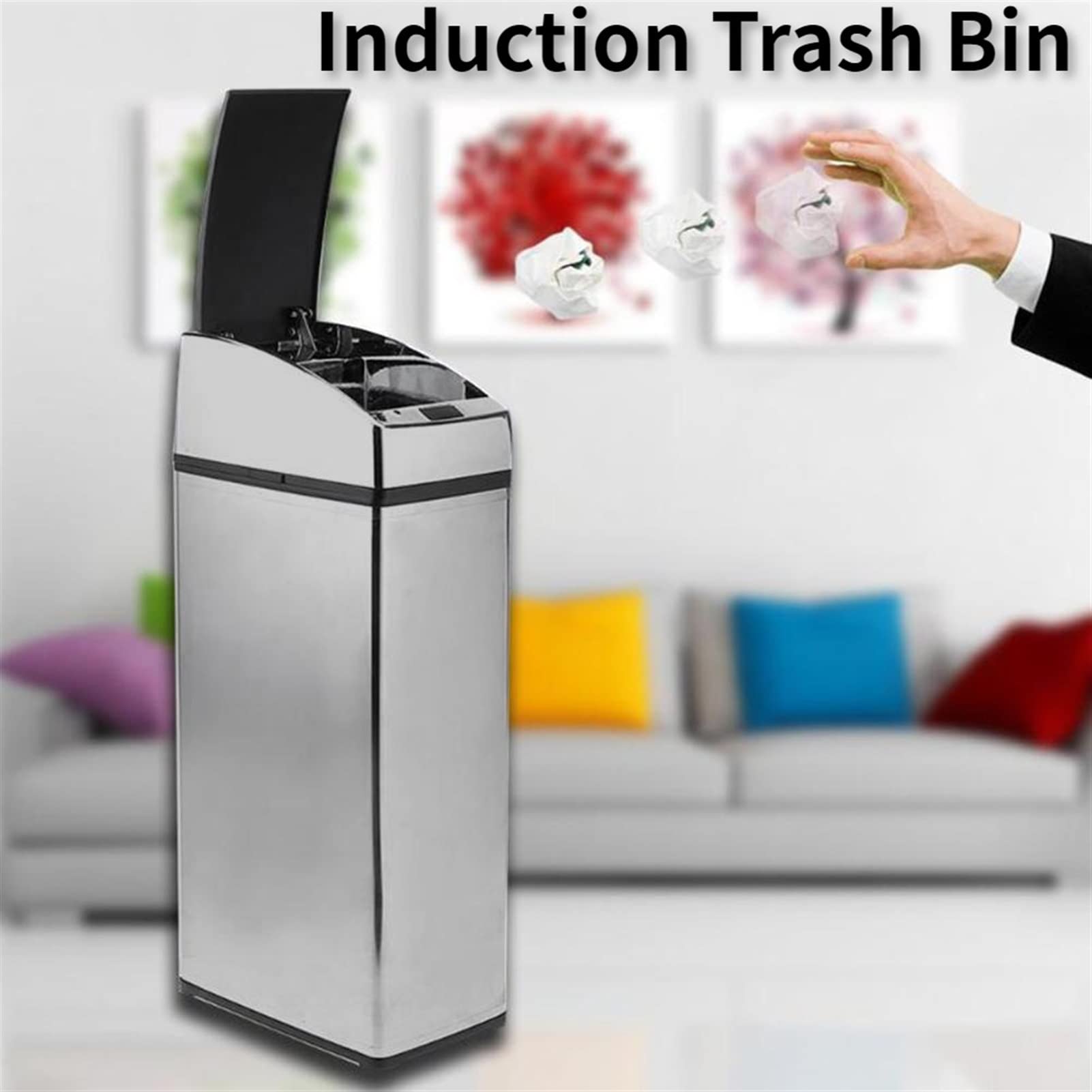 Smart Sensor Trash Can 6L Automatic Induction Kitchen Garbage Bin - Hands-Free Motion Sensor Dustbin for Home, Office, Bathroom & Kitchen Waste Disposal