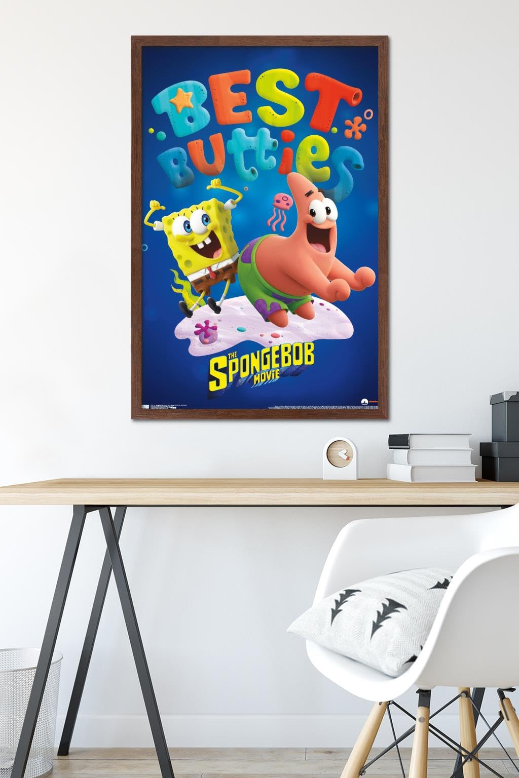 Trends International The SpongeBob Movie: Sponge On The Run Wall Poster - 22.375 x 34 Inches, Premium Mahogany Framed Version - Perfect for Kids' Room Decor, Movie Themed Bedroom & SpongeBob Fan Gifts