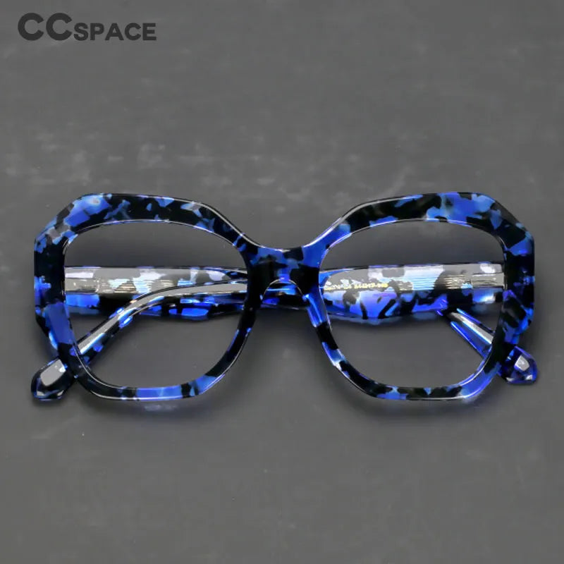 CCspace Women's Full Rim Oversized Square Acetate Reading Glasses +1.0 to +4.0 - Fashionable Blue Light Blocking Readers for Work, Reading & Computer Use