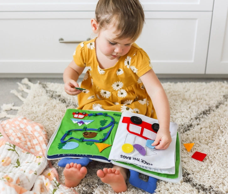 Fabric Activity Book for Toddlers - Soft & Interactive Travel Toy for Kids - Perfect for Airplane, Car Rides & Quiet Playtime