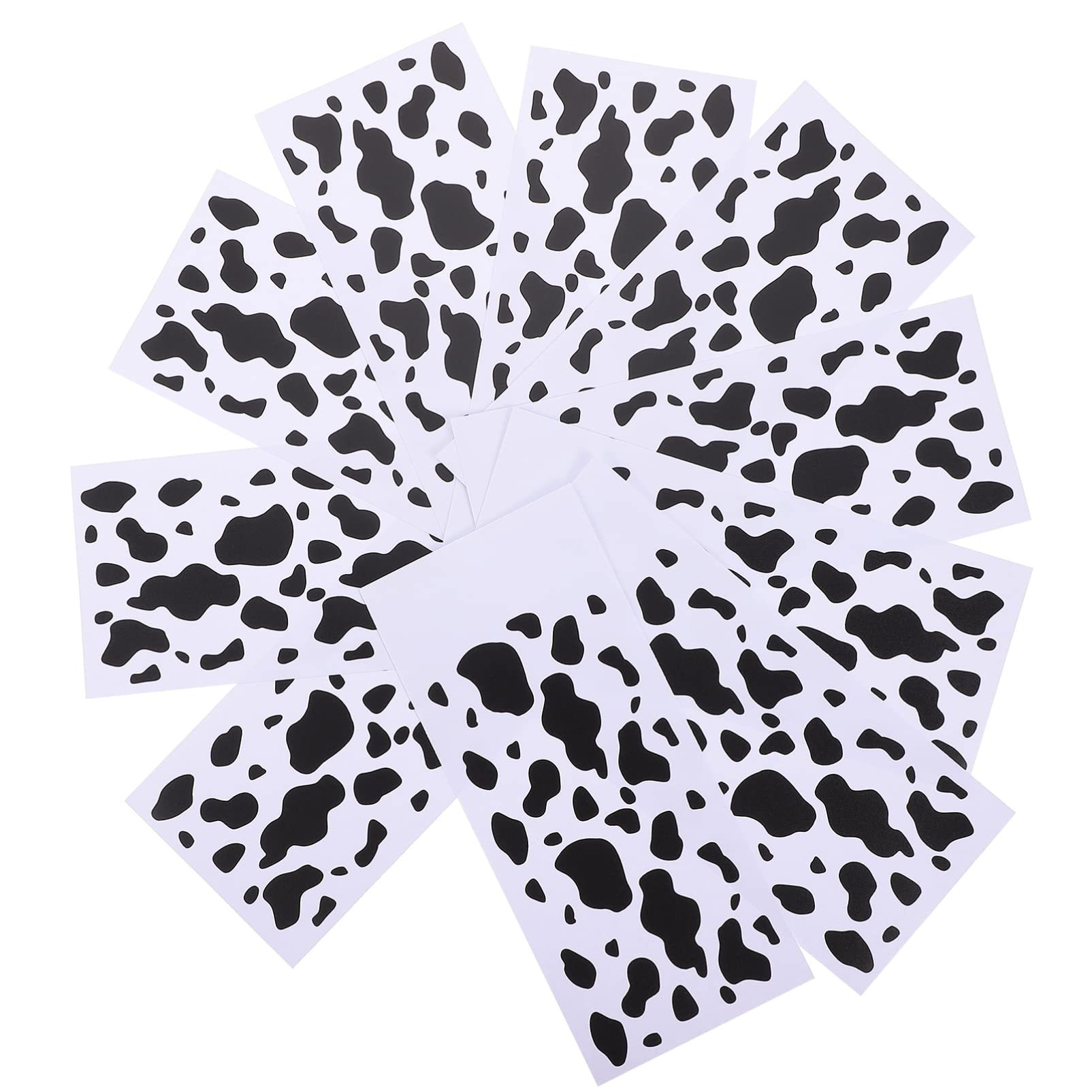 EXCEART 10 Sheets Cow Pattern Stickers - Self Adhesive DIY Decals for Phone Case, Laptop, Scrapbook, Diary - Black & White Cow Print - Perfect for Crafts, Journals, and Personalizing Devices