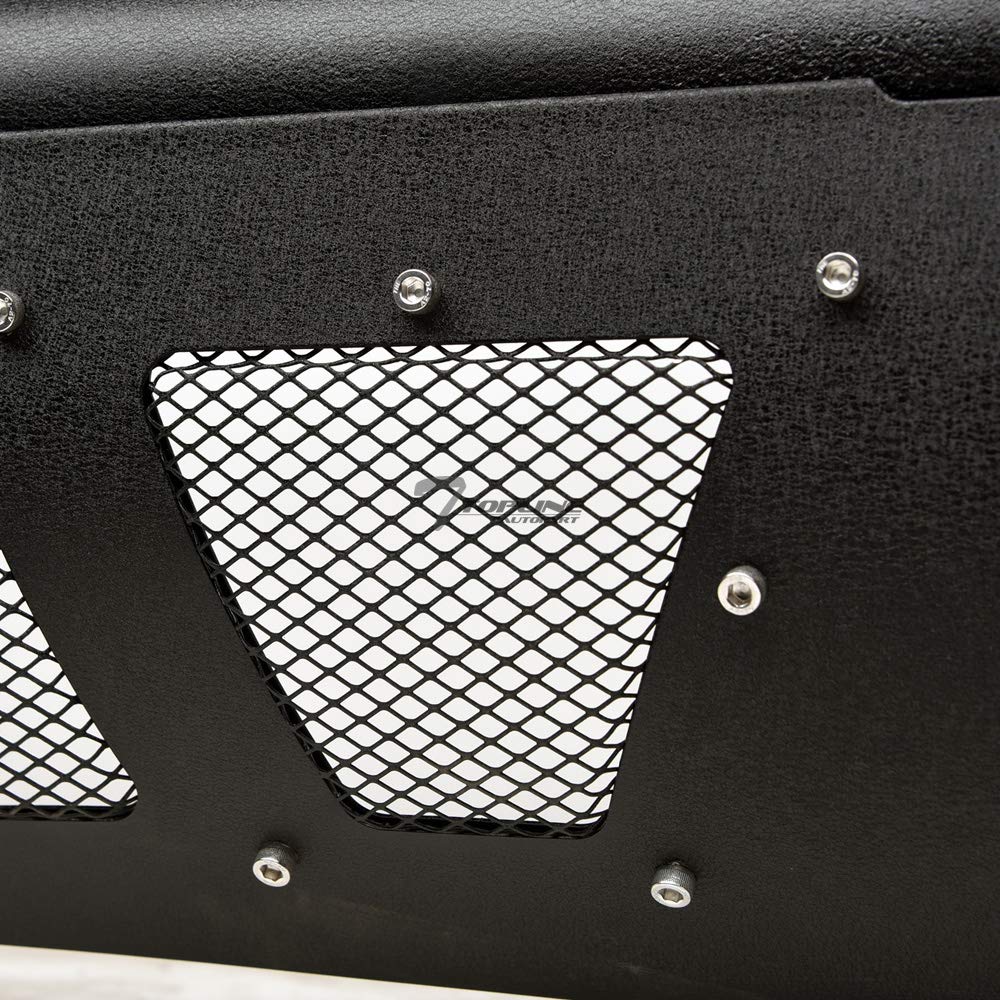 Textured Black Studded Mesh Bull Bar Brush Guard with Skid Plate for 2007-2021 Toyota Tundra - Heavy Duty Front Bumper Grille Protection for Off-Road & Truck Accessories