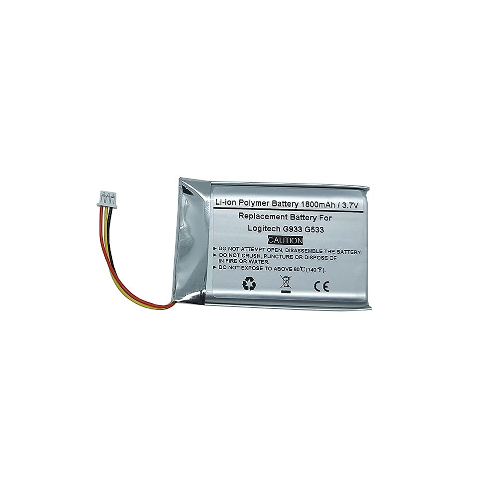 Logitech G933 G533 Wireless Headset Replacement Battery - 1800mAh 3.7V Lithium-ion Battery (Compatible with 533-000132) | Perfect for Gaming, Streaming & Long Listening Sessions