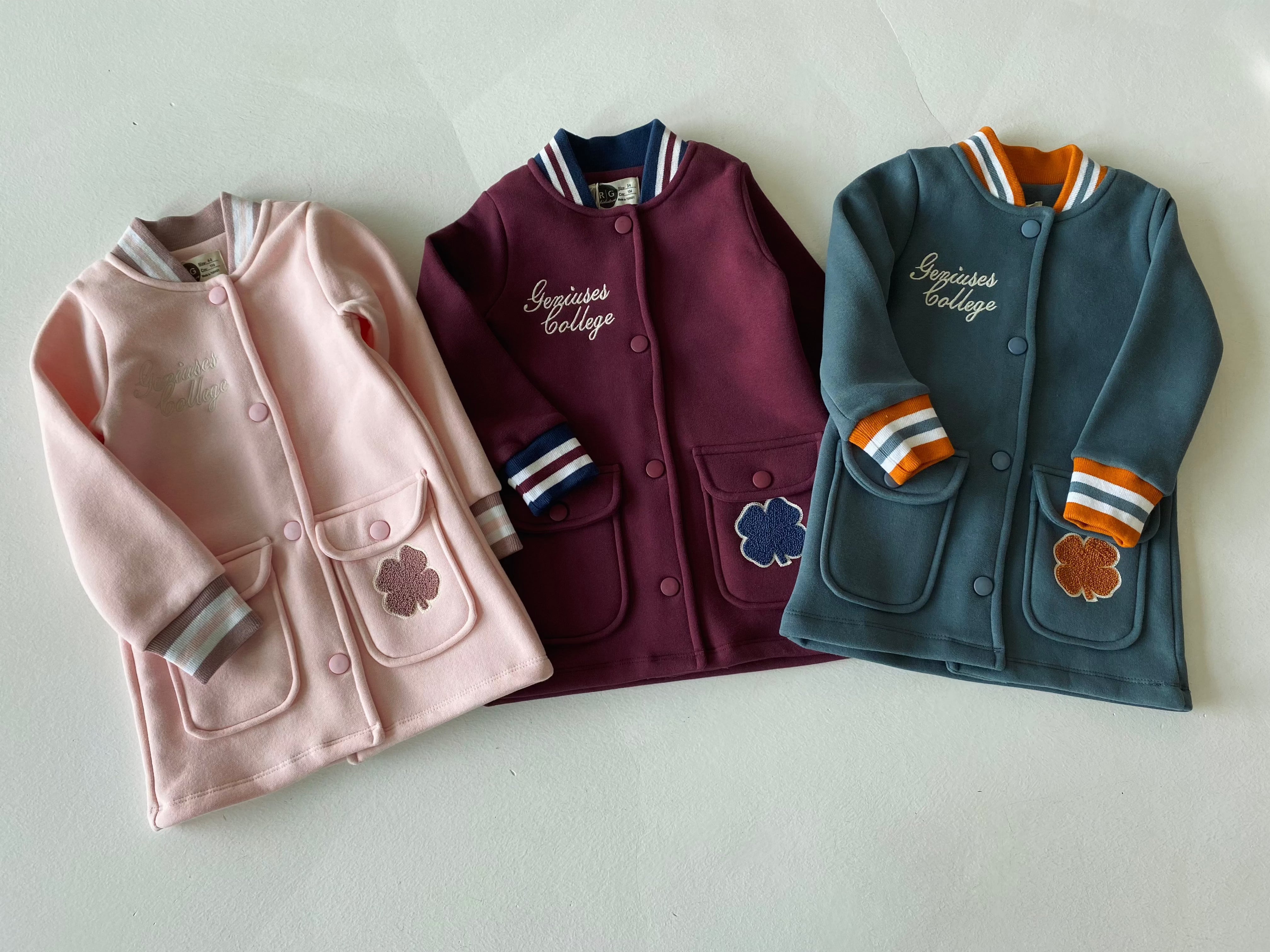 Front Button Girls' College Jacket - Stylish & Comfortable Outerwear for School, Casual Wear & Outdoor Activities