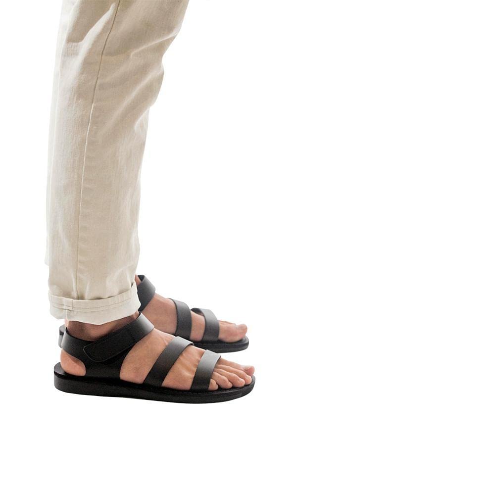 **Men's Leather Velcro Strap Sandals - Comfortable Adjustable Slip-On Casual Shoes for Walking, Beach & Outdoor Activities**