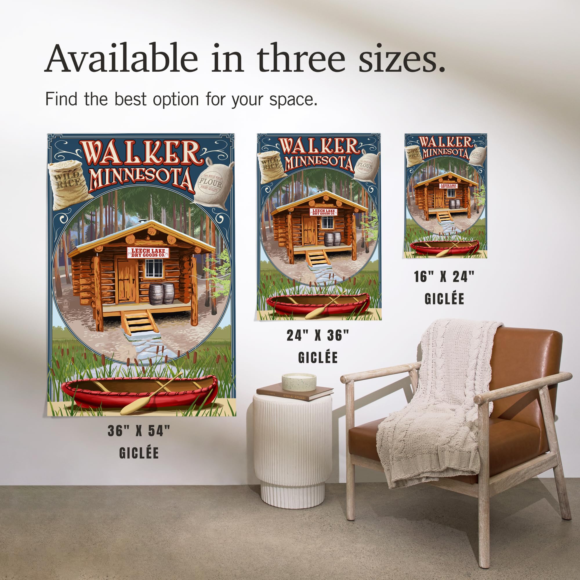 Lantern Press 16x24 Inch Giclee Art Print - Walker Minnesota General Store Scene Wall Decor - Perfect for Living Room, Bedroom & Office
