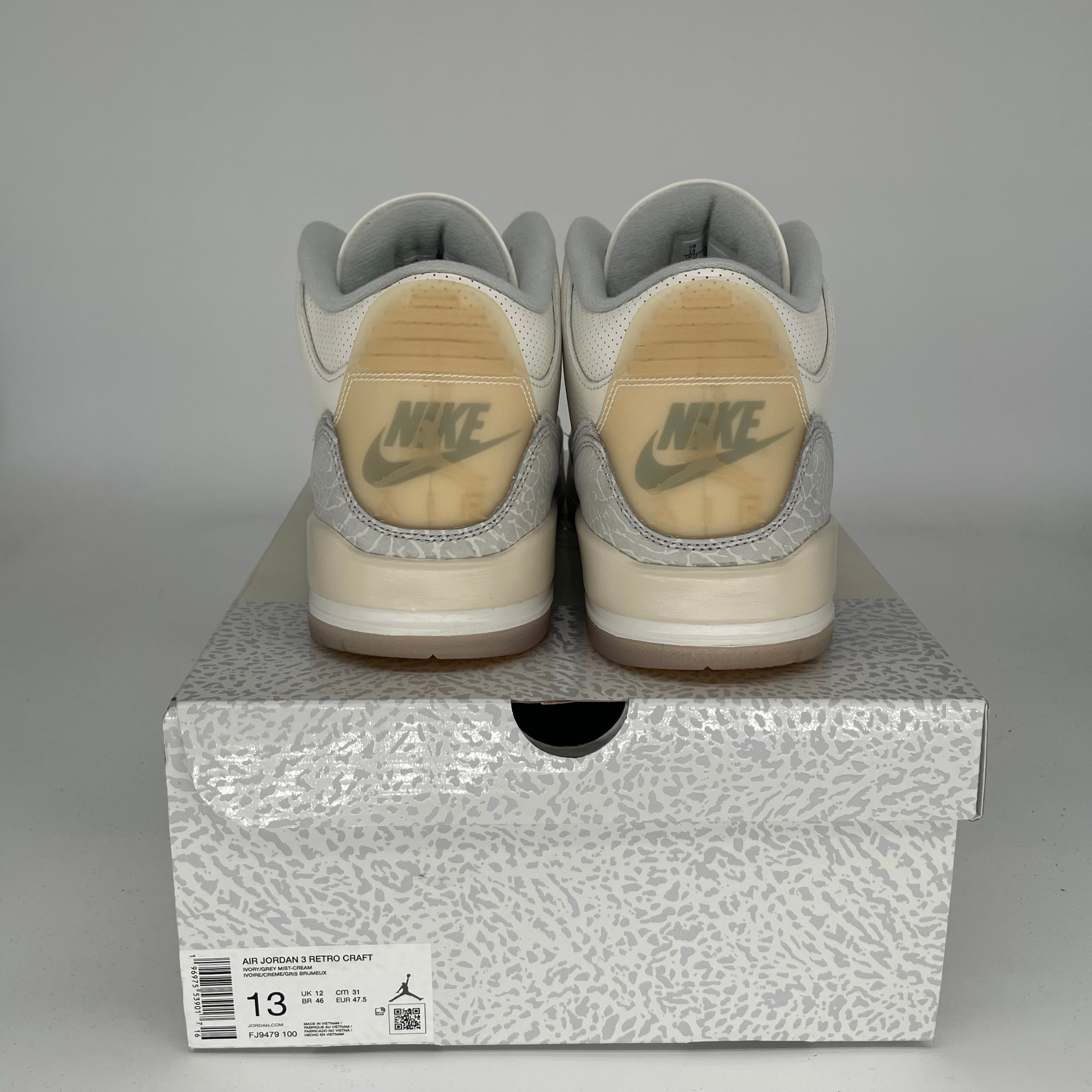 Authentic AIR JORDAN 3 CRAFT IVORY Men's Basketball Shoes Size 13 (FJ9479-100) - Perfect for Streetwear Fashion & Casual Sports Wear