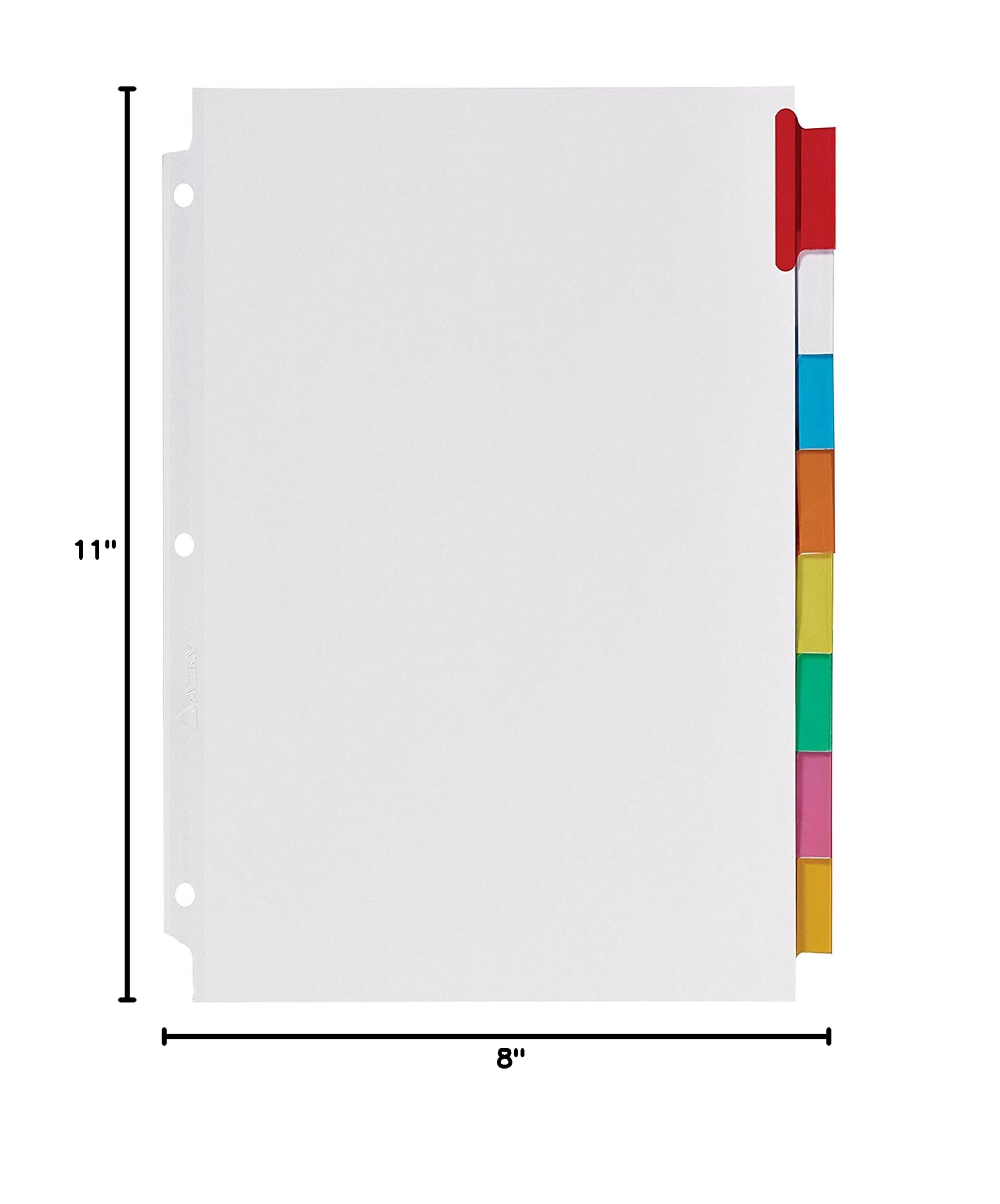 Premium 3-Ring Binder with 20 Top-Loading Clear Sheet Protectors & 8 Color Tabs - 1.5 Inch White Presentation Binder for School, Office & Business Organization - Extra Wide Dividers Included