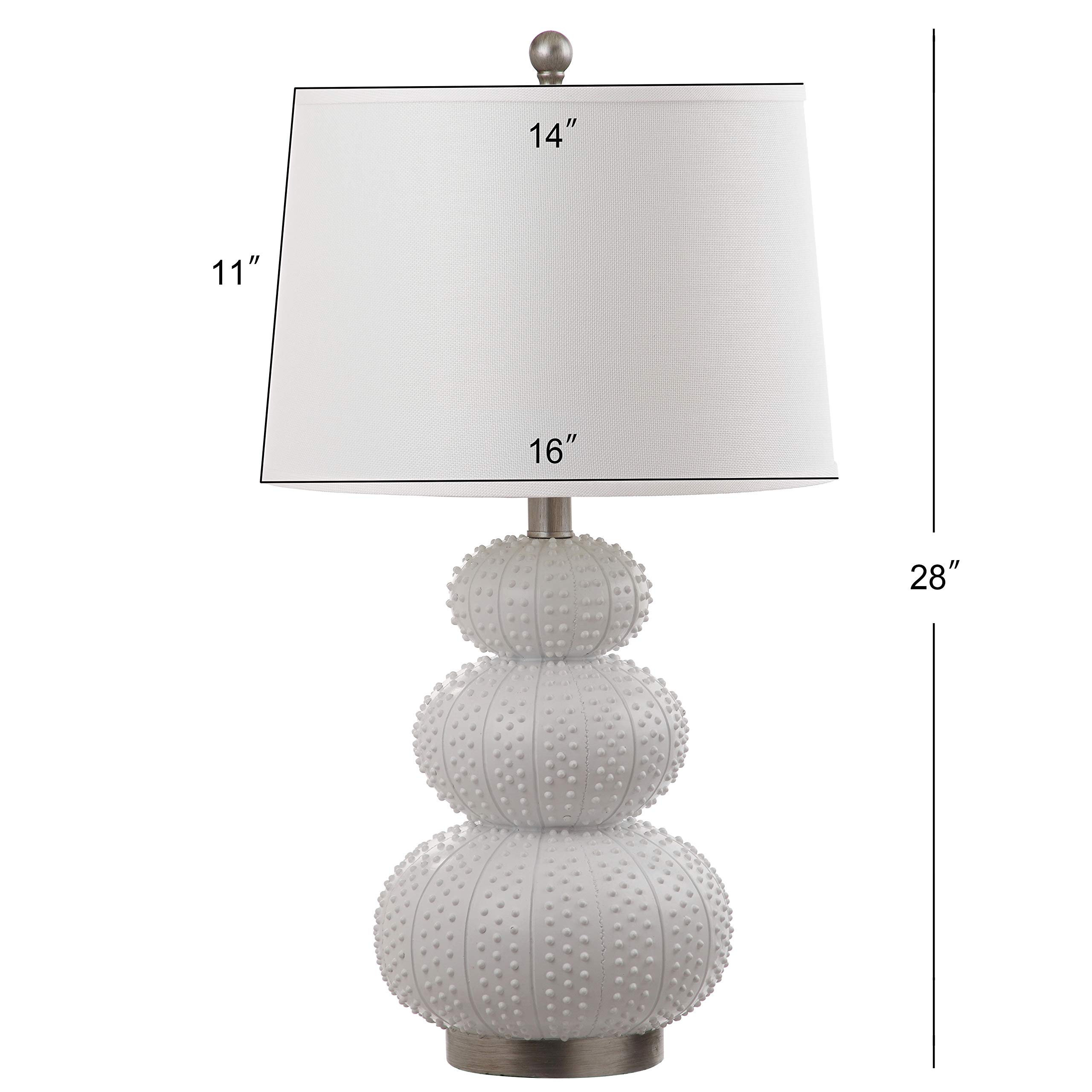 SAFAVIEH Rita Modern Contemporary White Triple Gourd Studded 29-inch Table Lamp Set of 2 with LED Bulbs - Perfect for Bedroom, Living Room, Home Office & Nightstand Lighting Decor