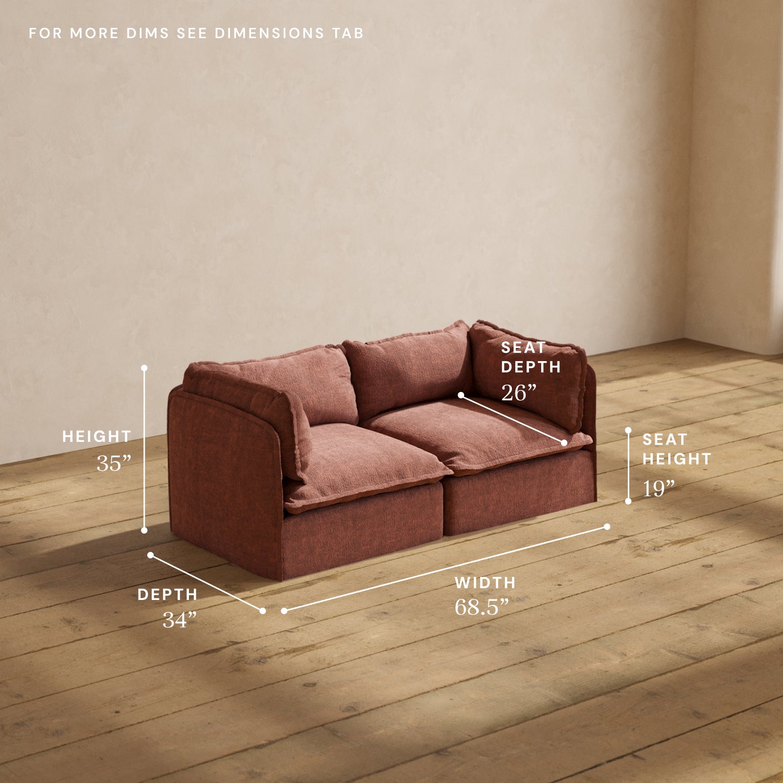 Premium Modular Performance 2-Seater Sofa in Rich Chestnut Brown | Modern Comfort Blend for Living Room & Lounge Areas | Perfect for Small Spaces & Cozy Home Decor