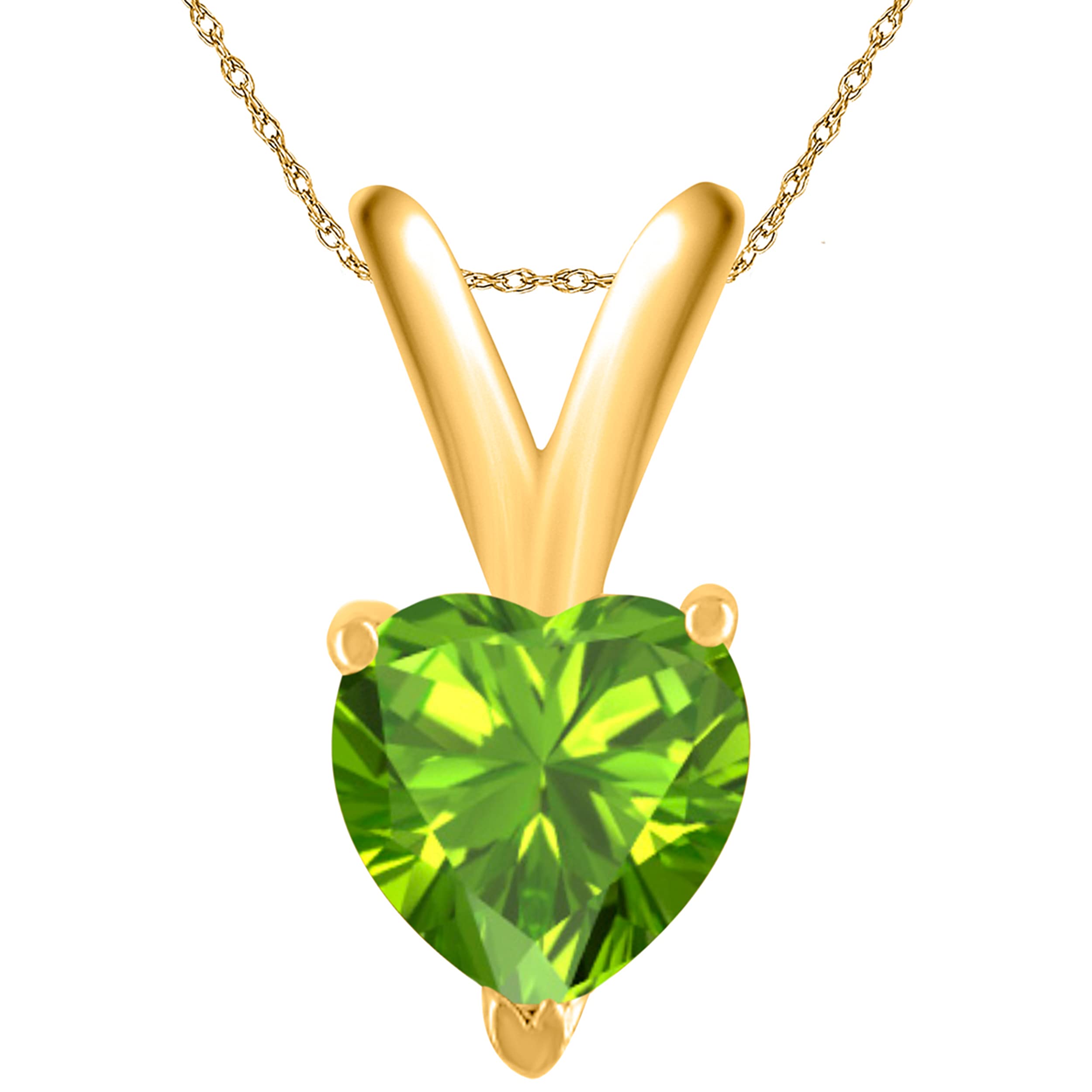Peridot Pendant Necklace for Women - 14k Yellow Gold Heart-Shaped 0.95 Carat Gemstone Jewelry with 18