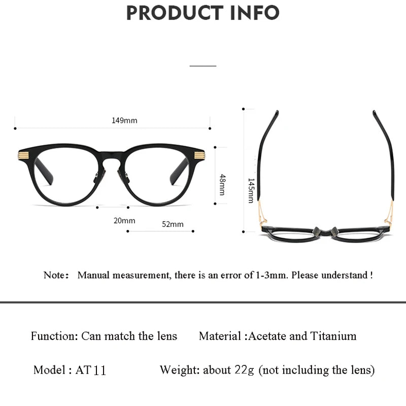 Aimee Unisex Full Rim Round Acetate Eyeglasses 12011 - Stylish & Durable Eyewear for Men & Women - Perfect for Reading, Work & Everyday Fashion