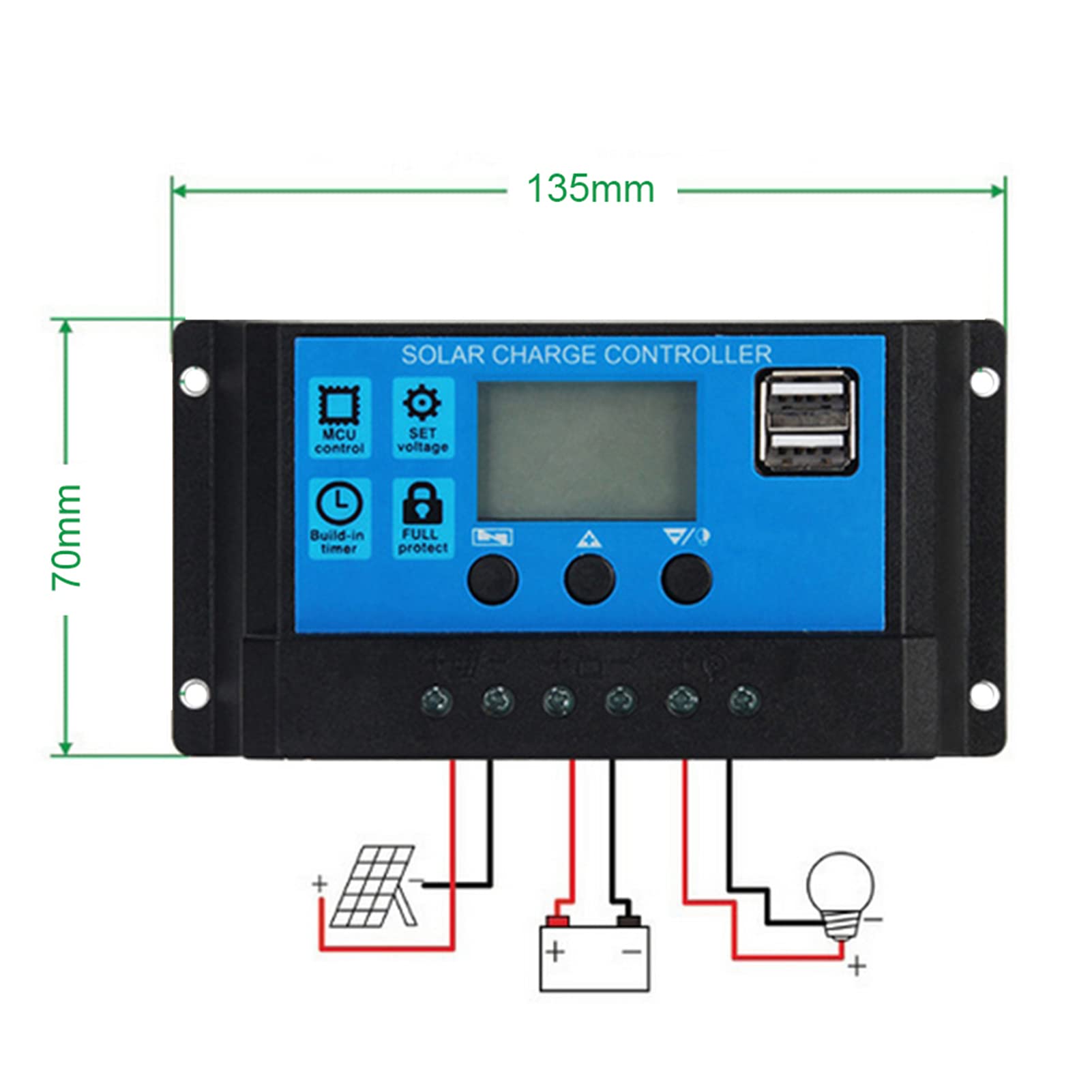 60A/50A/40A/30A/20A/10A 12V/24V Auto PWM Solar Charge Controller for RV, Boat, Off-Grid & Home Solar Systems - Efficient Power Management Solution