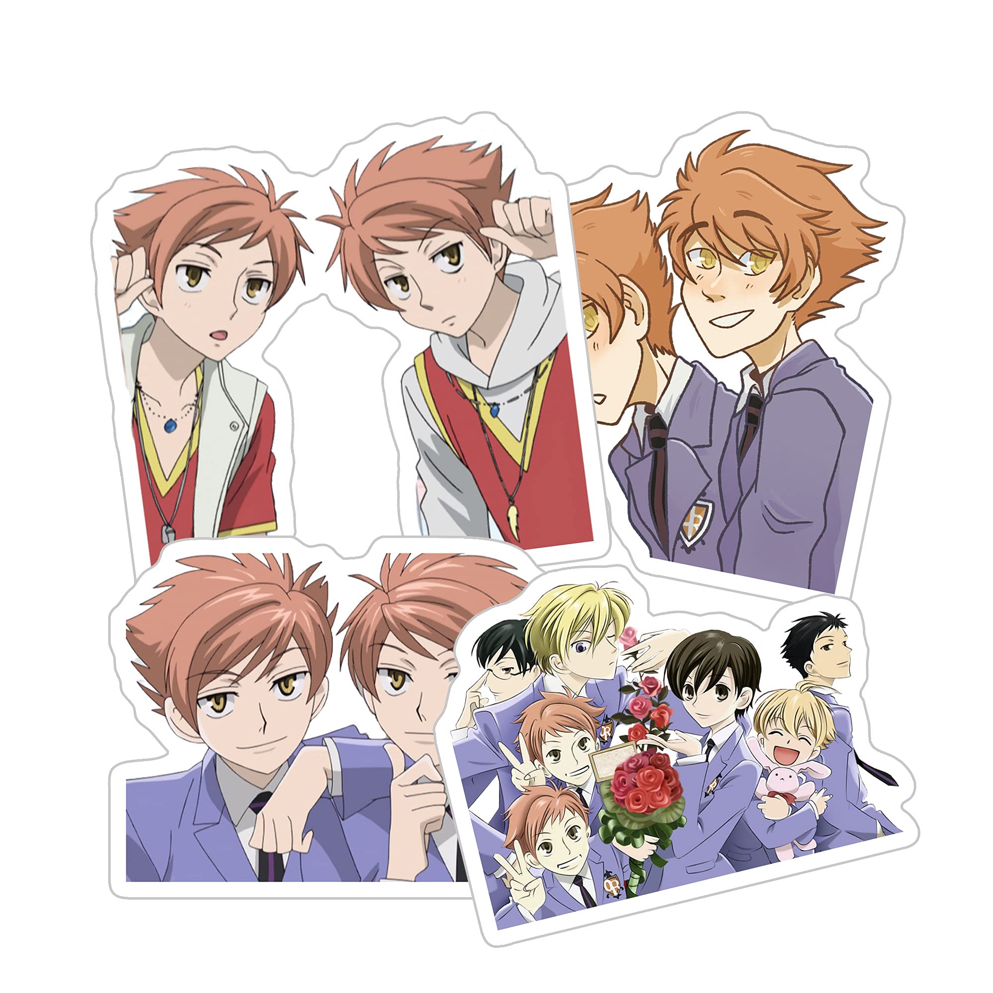 Alexis Ouran High School Host Club Kaoru & Hikaru Hitachiin Anime Stickers - 4-Pack 3 Inch Multicolor Vinyl Decals for Phone, Laptop, Skateboard, Car - Perfect for Anime Fans & Kawaii Decor