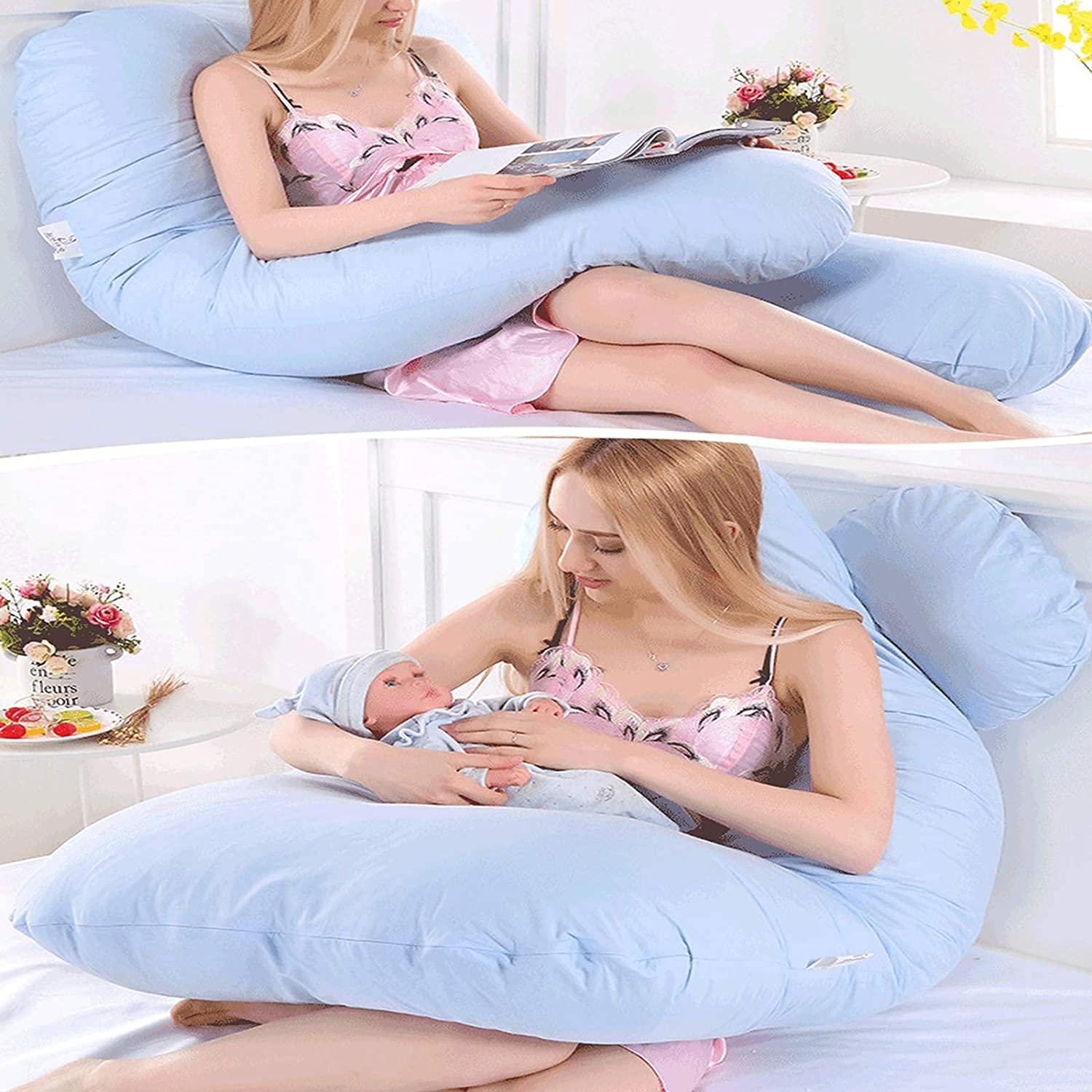 **U-Shaped Pregnancy Pillow for Sleeping - Full Body Maternity Pillow with Removable & Washable Cover - Comfort Support for Pregnant Women at Home, Office & Travel**