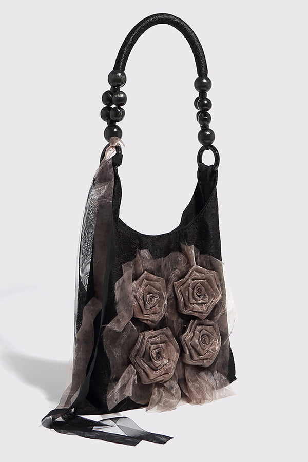 Trendy Tie-Dye Rose Floral Shoulder Bag for Women - Boho Chic Crossbody Purse for Casual Outings, Beach Trips & Music Festivals
