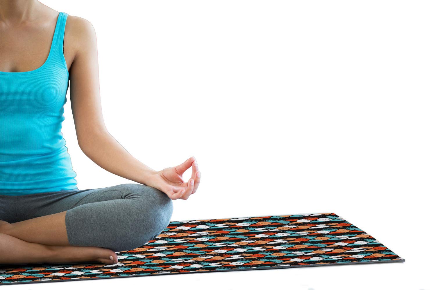 Ambesonne Non-Slip Yoga Mat Towel - Geometric Hexagonal Design, Sweat Absorbent Workout Cover for Yoga & Pilates (25