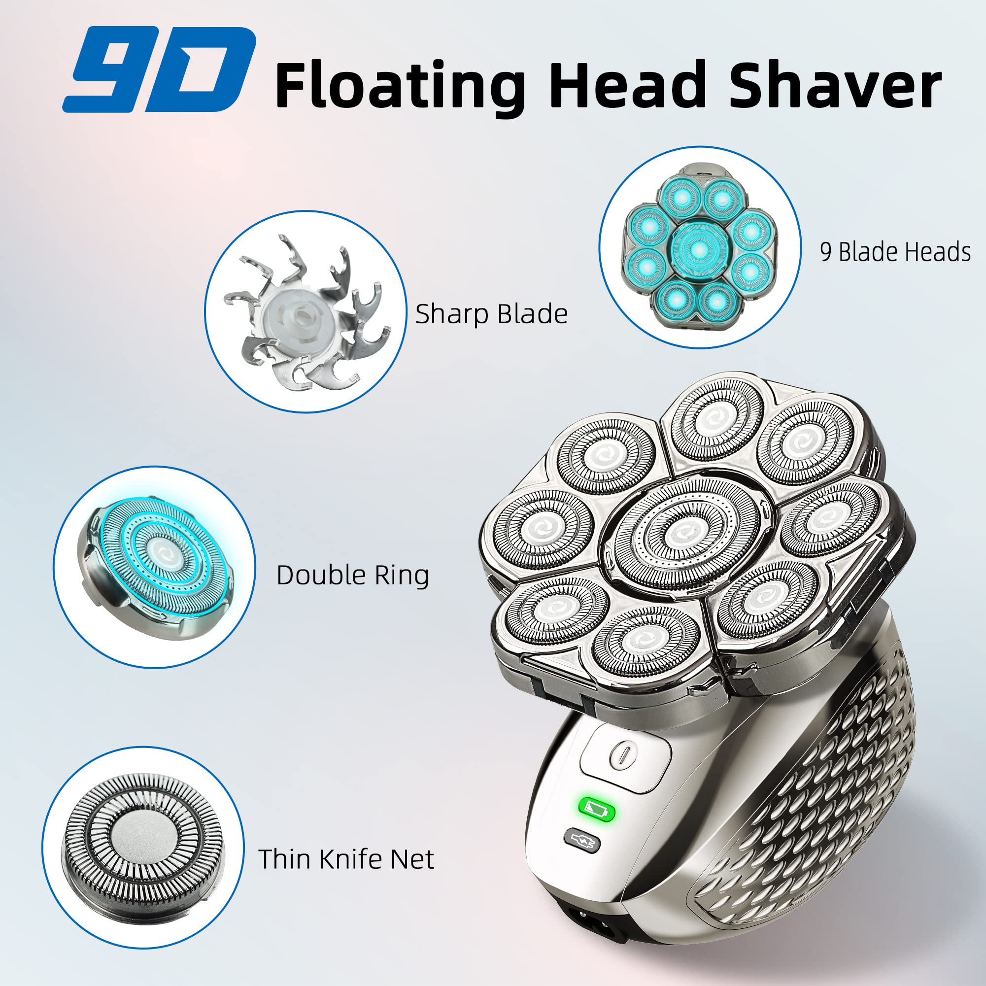 IPX6 Waterproof Electric Shavers for Men - Cordless Rechargeable Wet & Dry Rotary Razor with Beard Trimmer & Nose Hair Clipper | Perfect for Travel, Gym & Daily Grooming