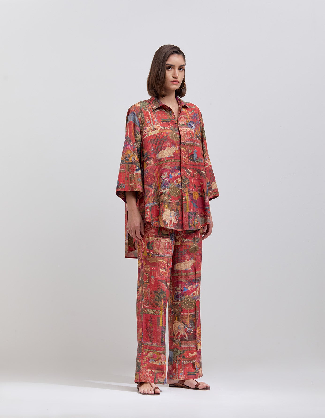 Chandrika Women's Cotton Silk Checkered Trousers in Crimson - Elegant and Comfortable for Casual Wear, Office, and Travel