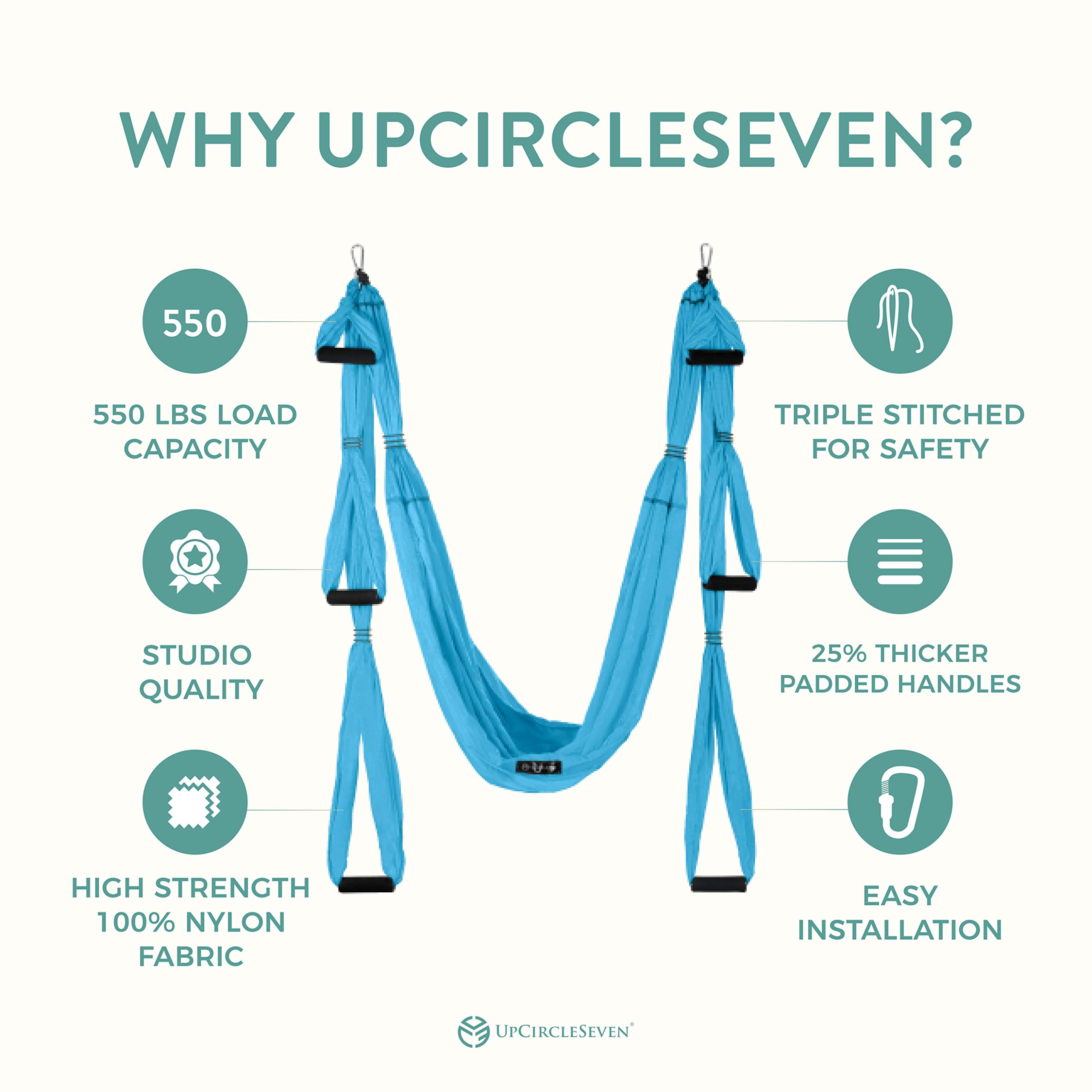 UpCircleSeven Aerial Yoga Swing Set with Ceiling Mount - Professional Silk Hammock for Yoga, Fitness & Dance - Perfect for Home Gym, Studio & Outdoor Use