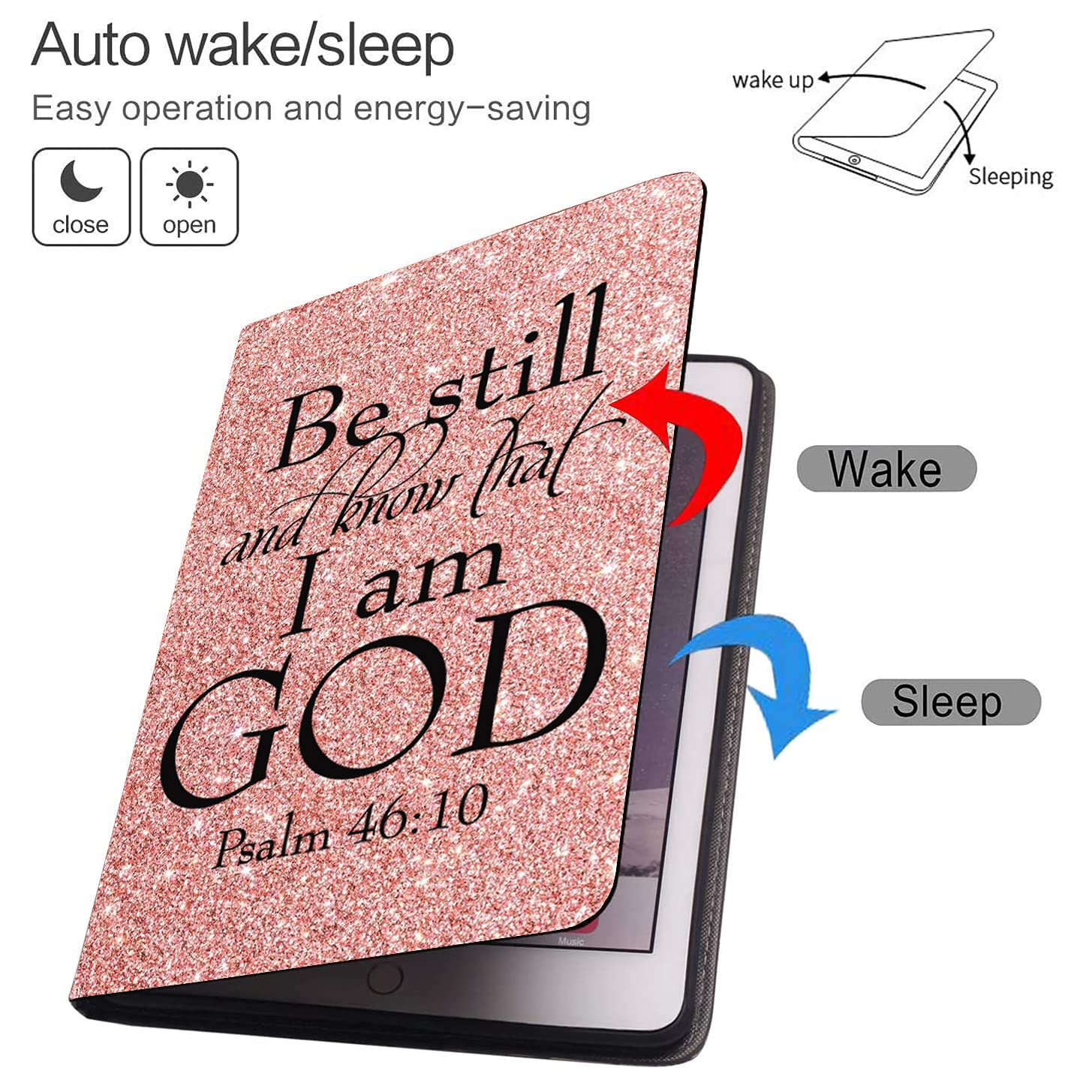 Shockproof Protective Case for iPad 9.7 (5th/6th Gen), iPad Air 2 & iPad Air - Auto Wake/Sleep Function with Bible Verse Philippians 4:6-10 - Perfect for Work, Travel & Daily Use